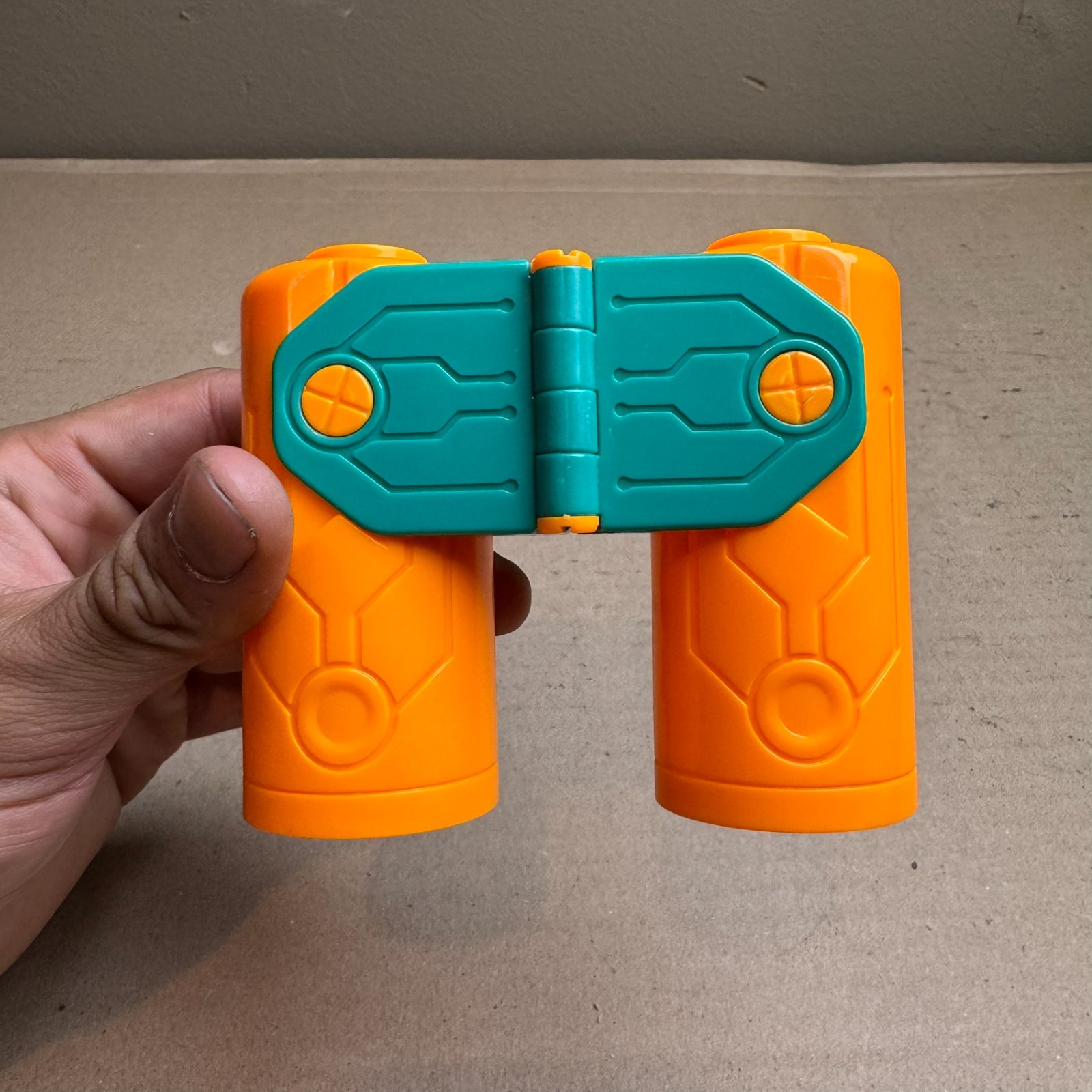 Orange & Teal Plastic Folding Toy Binoculars Pretend Play Spy Gear