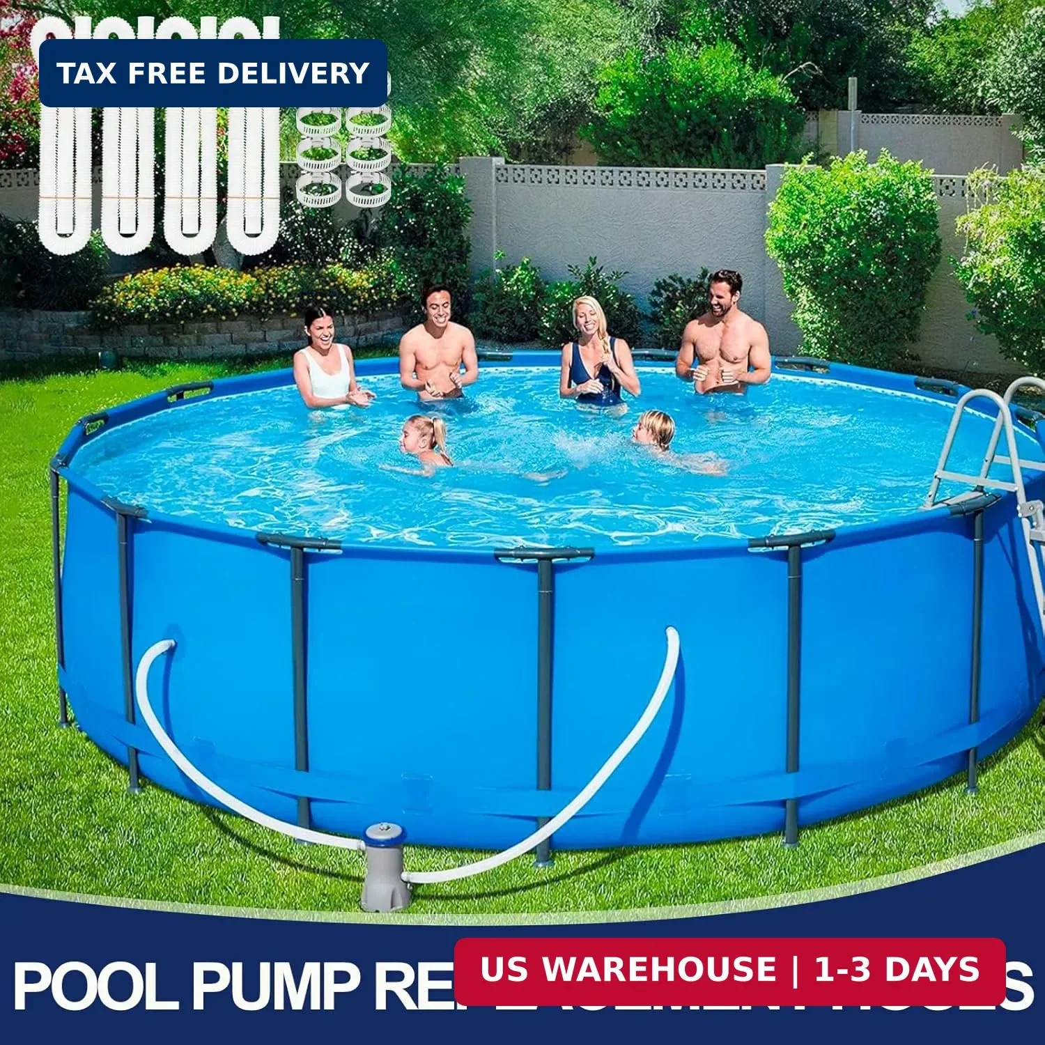 Pool Hoses for Above Ground Pools, 4 Pack 1.25 x 59 Inch Pool Filter Pump Hoses,