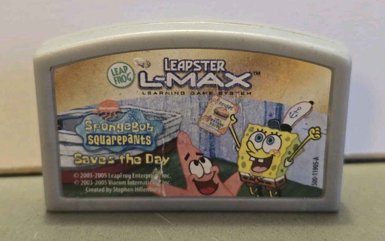 2005 Vintage Leapster Leap Frog L Max Sponge Bob Saves The Day Game