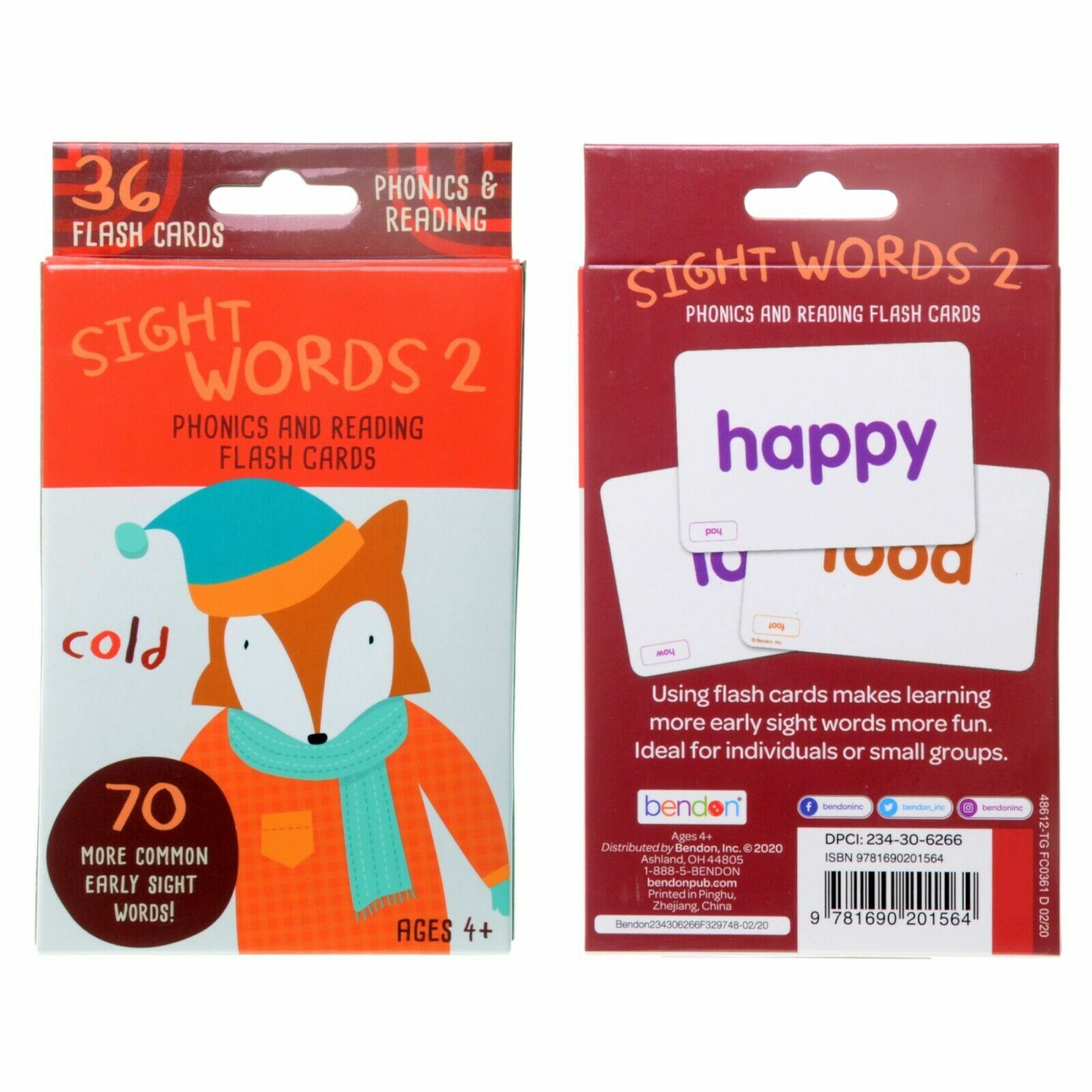 Lot of 4 Phonics & Reading 36 Flash Cards, Sight Words 2, Set of 4