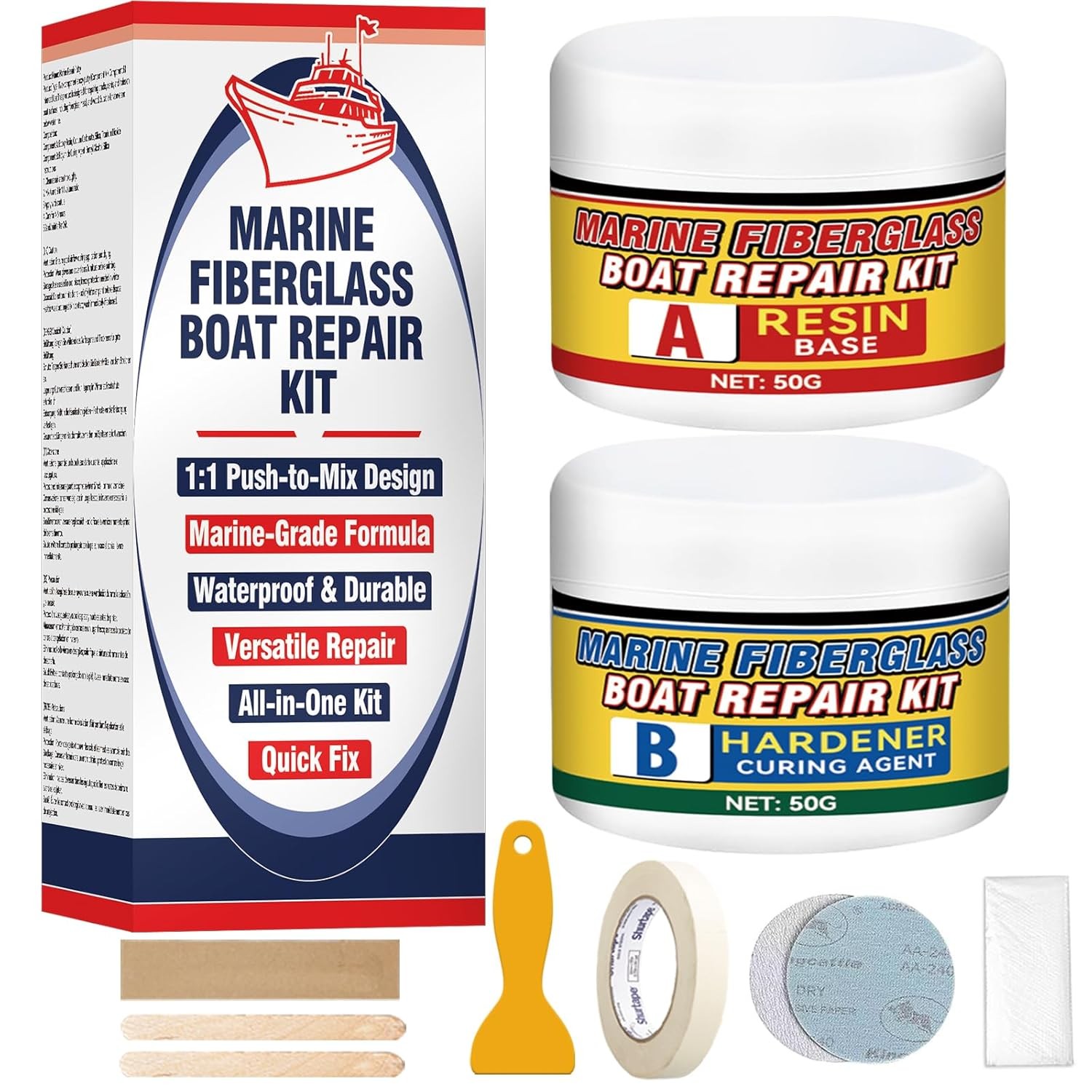 Fiberglass Marine Repair Kit, Gelcoat Repair Kit for Boats with Water Spot