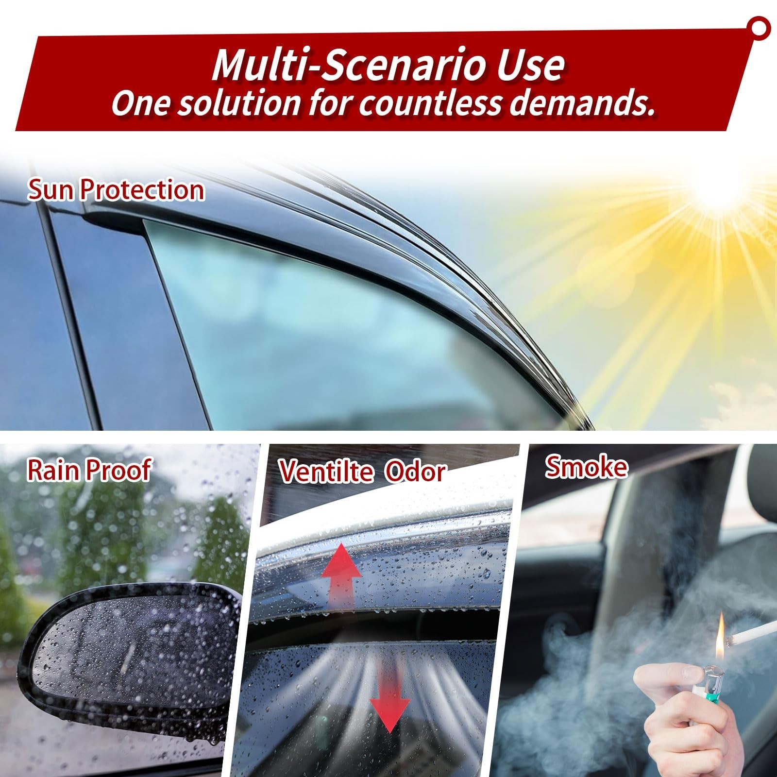 4PC Rain Guards for 07-13 Chevy Silverado GMC Sierra 1500 2500HD 3500HD Windo…