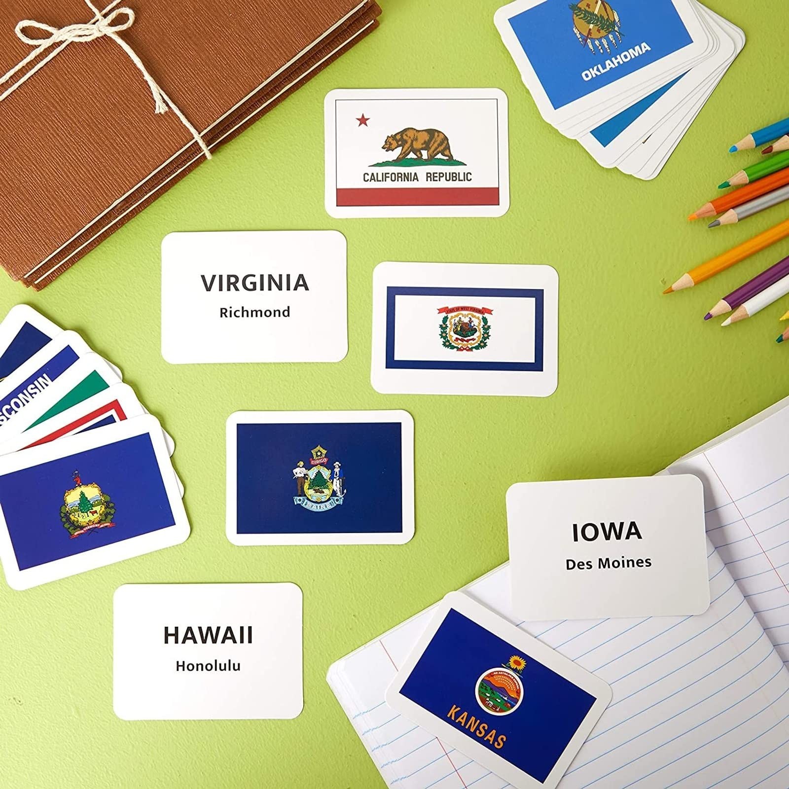 50 US States and Capitals Flash Cards for Kids (2.5 X 3.5 In)