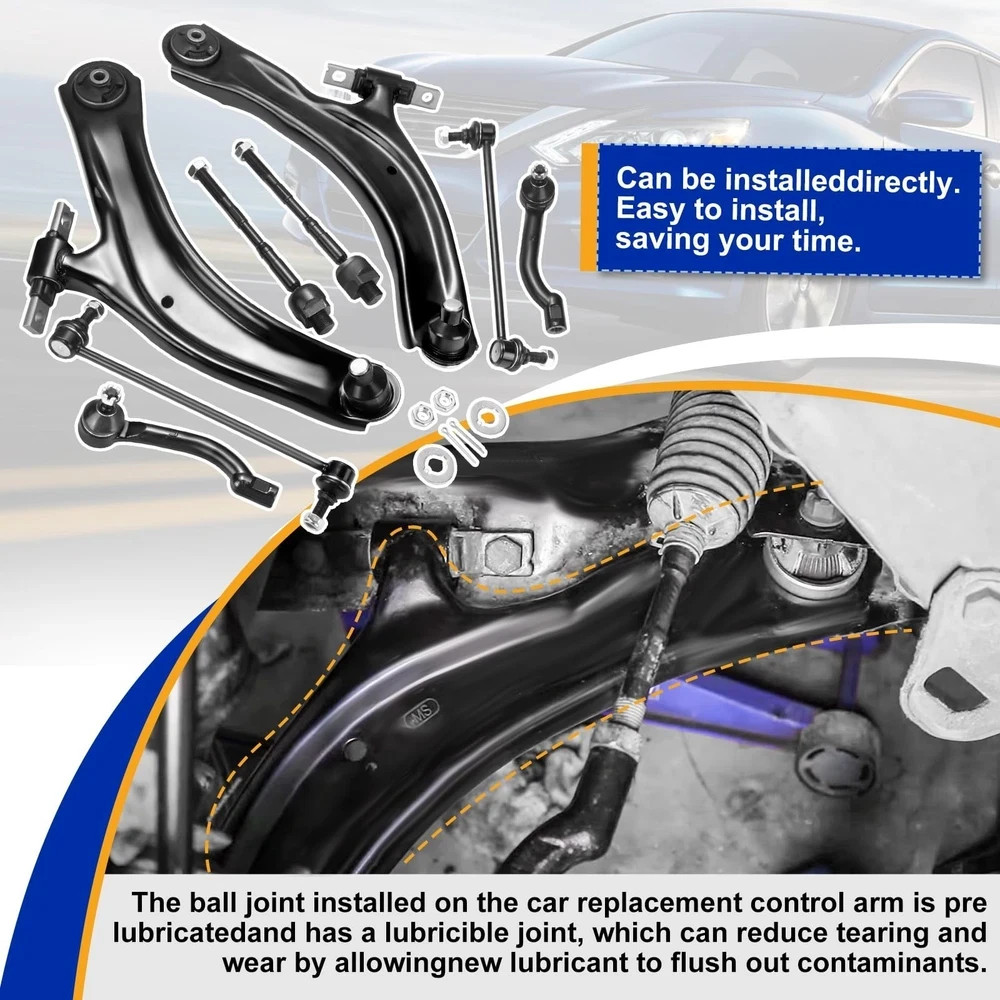 8pc Front Lower Control Arms – Suspension Kit for Nissan Rogue 2008-2013 & Se…