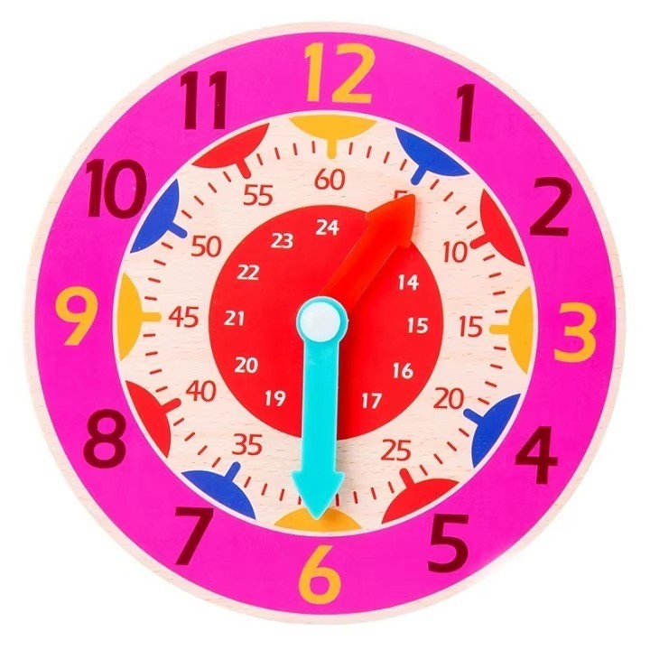 Wooden Montessori Teaching Clock 14cm / 5.5″ Kids Time Learning Toy Toddler Aid