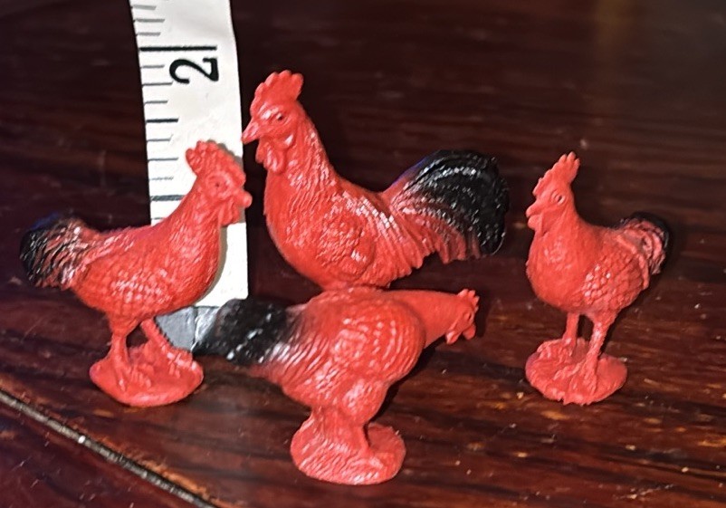 Chicken Rooster & Chickens Red Small Toy Model Plastic Replica Barn Animals