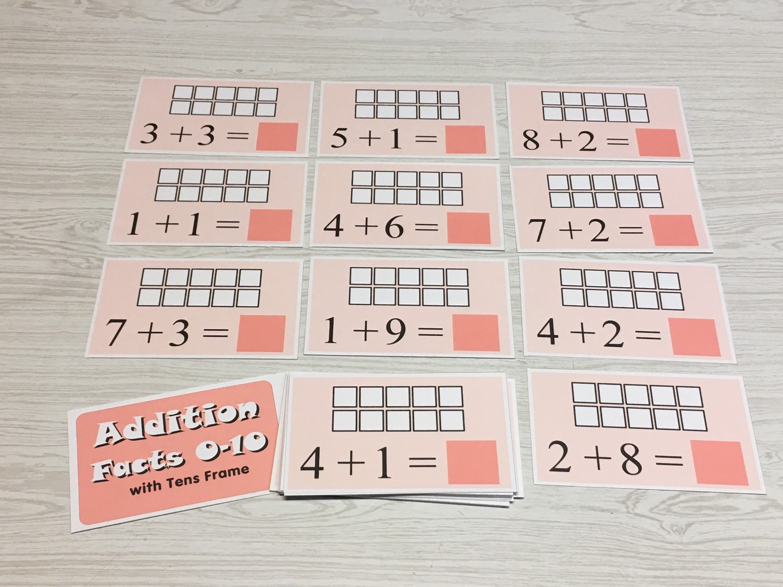 Addition 0-10 Ten Frames Learning Center- Laminated – Math Set