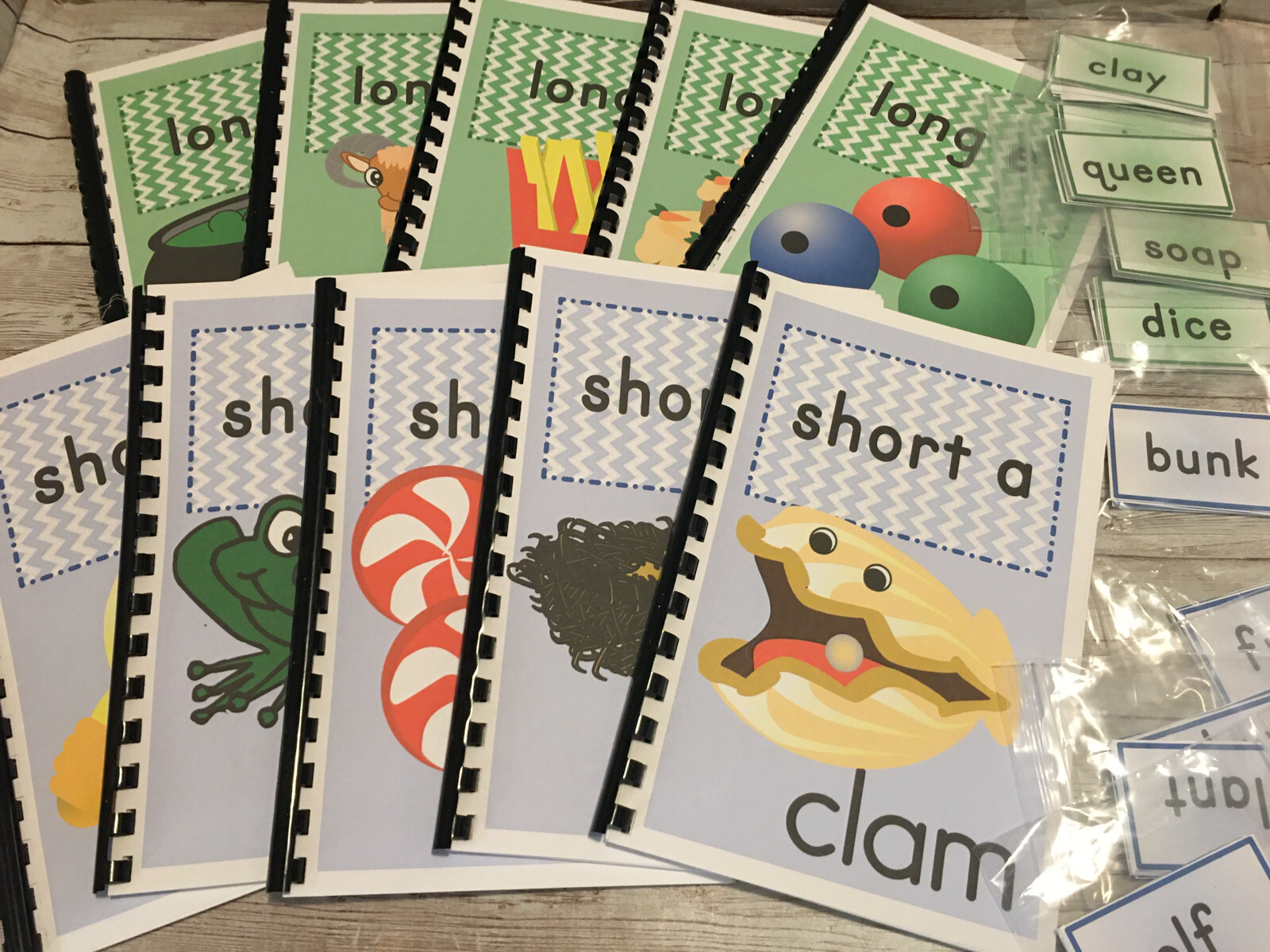 Interactive Learning Books for Children – 10 Vowel Sets w/120Laminated Cards