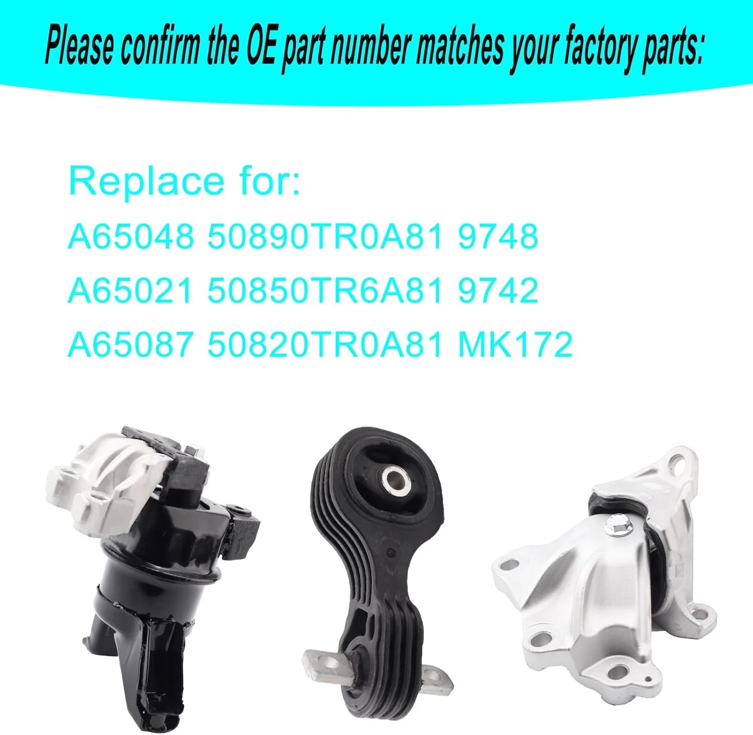 Set of 3 Engine Motor Mount & Trans Mount Compatible with 2012-2015 Honda Civic