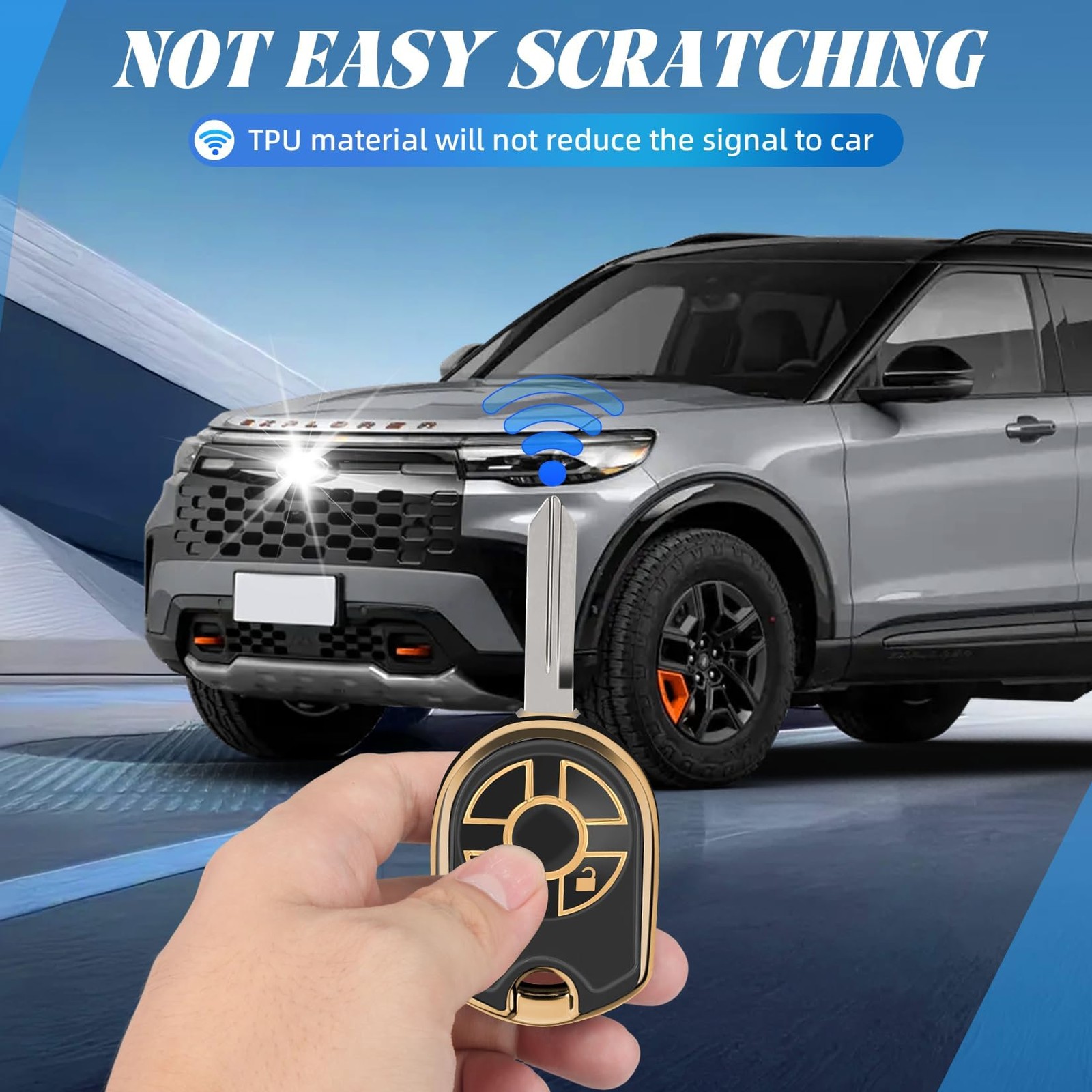 MILD EAST for Ford Key Fob Cover with Key Chain, Soft TPU Car Key Protector C…