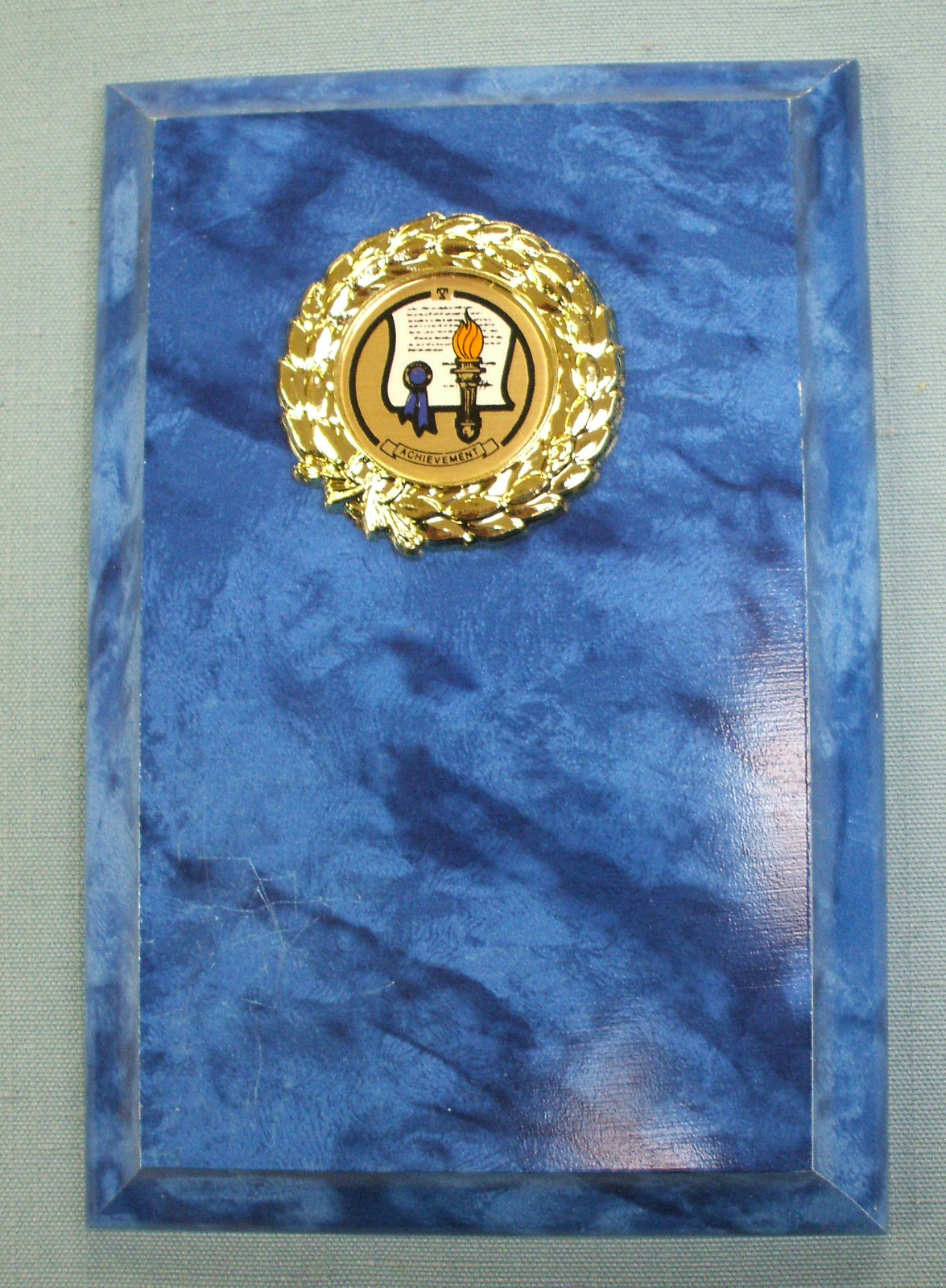 achievement Award plaque blue 4 x 6 size trophy