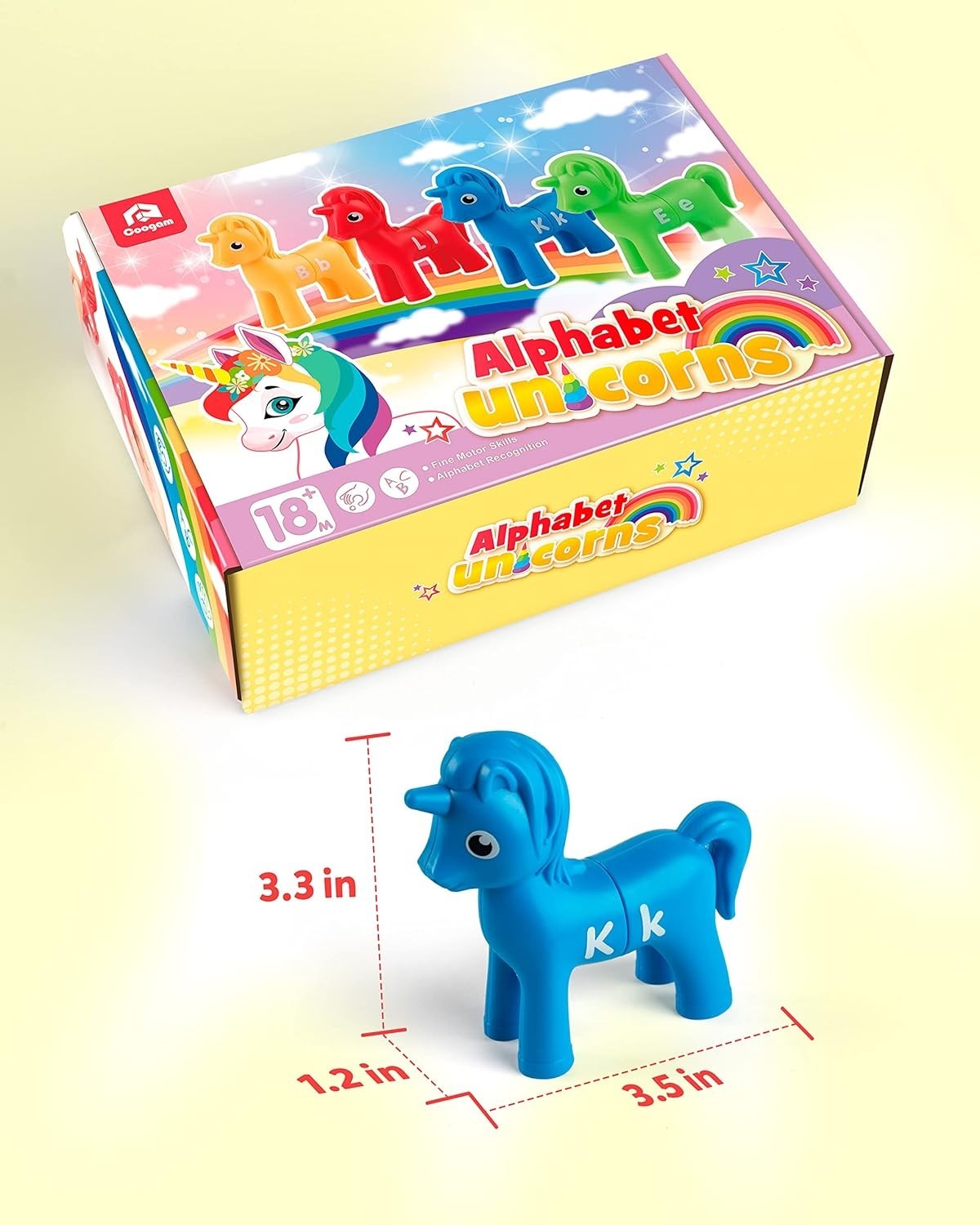 Coogam Unicorn Uppercase & Lowercase Letters Matching Game,13pcs Double-Sided