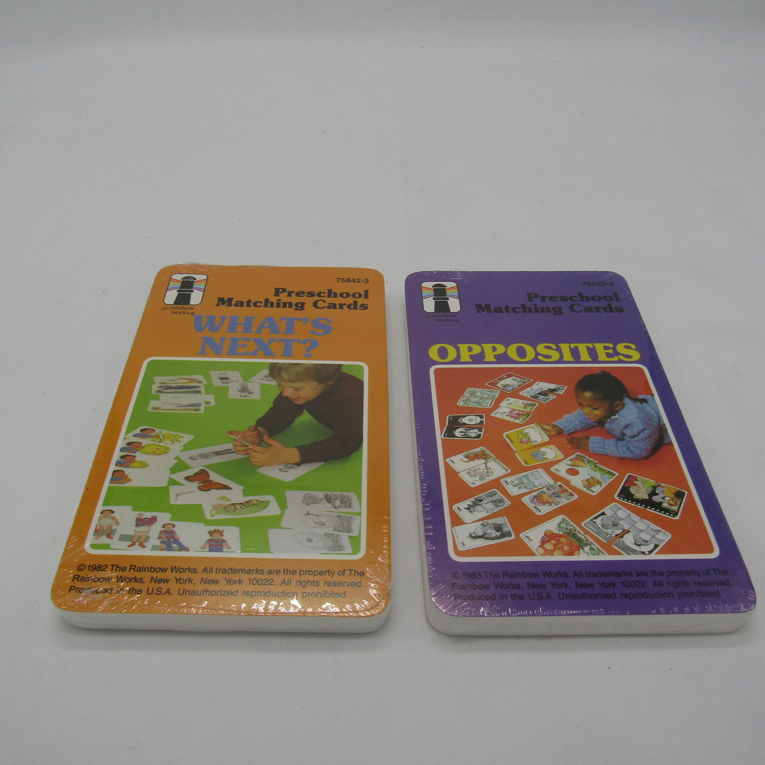 Vintage 1980s Rainbow Works Preschool Matching Cards 4 sets Sealed 1 set open