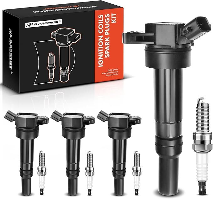 Iridium Spark Plugs APM Set of 4 Ignition Coil Pack (2-pin) and Iridium