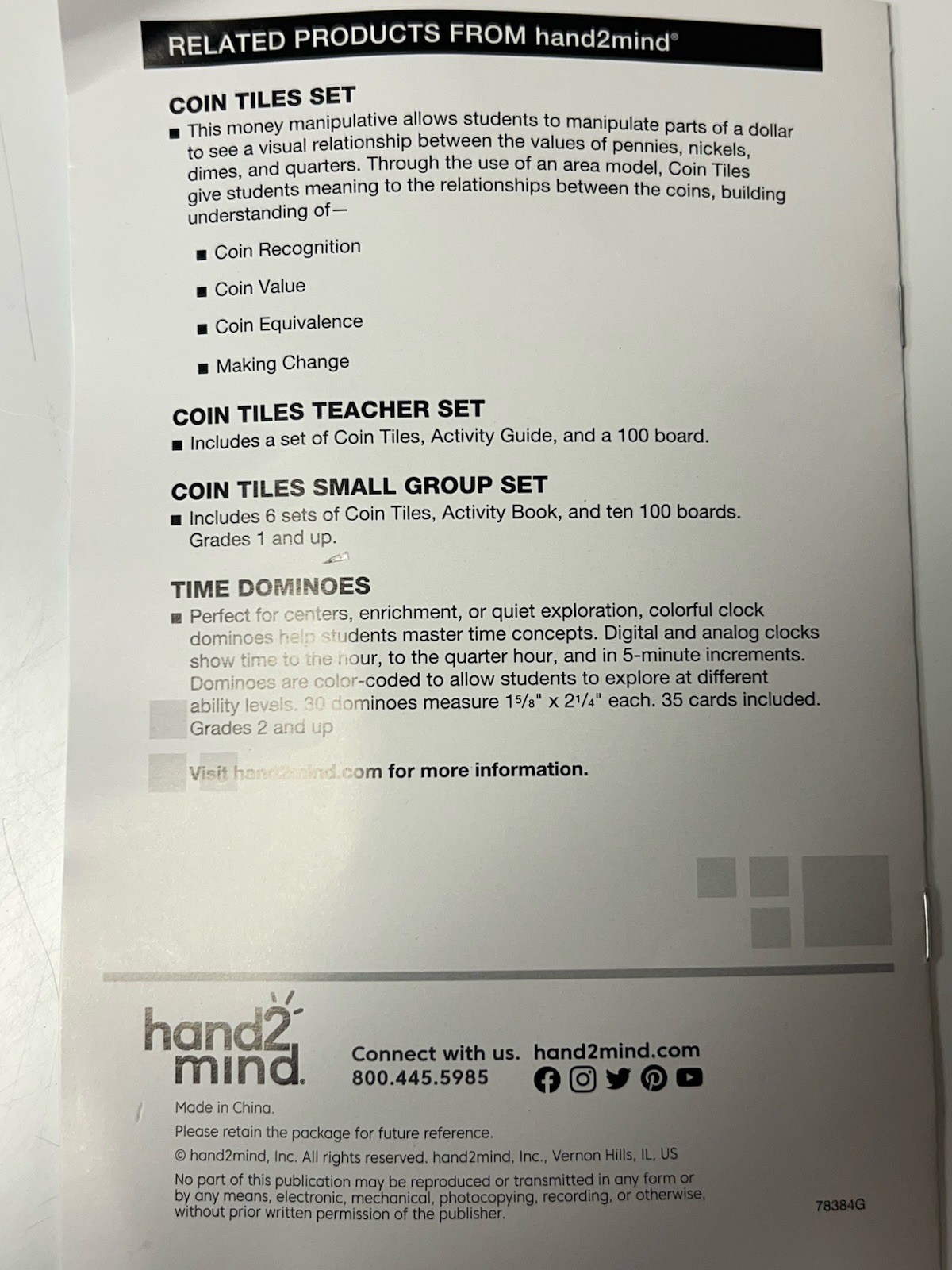 Learn to Tell Time Hand2Mind Elapsed Time Rods Set of 74 Color Coded 6 Work Mats