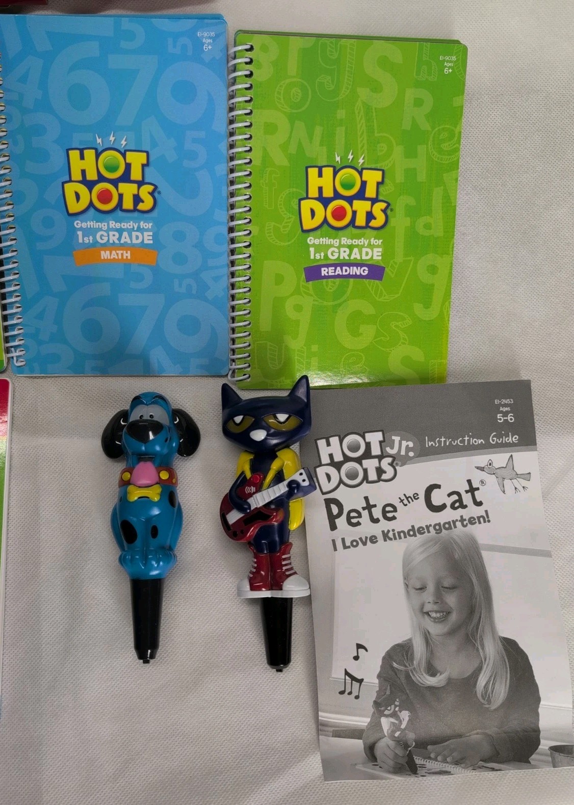 HOT DOTS AND HOT DOTS JR LOT (6 BOOKS-3 INTERACTIVE PENS) K-1ST GRADE MATH READ