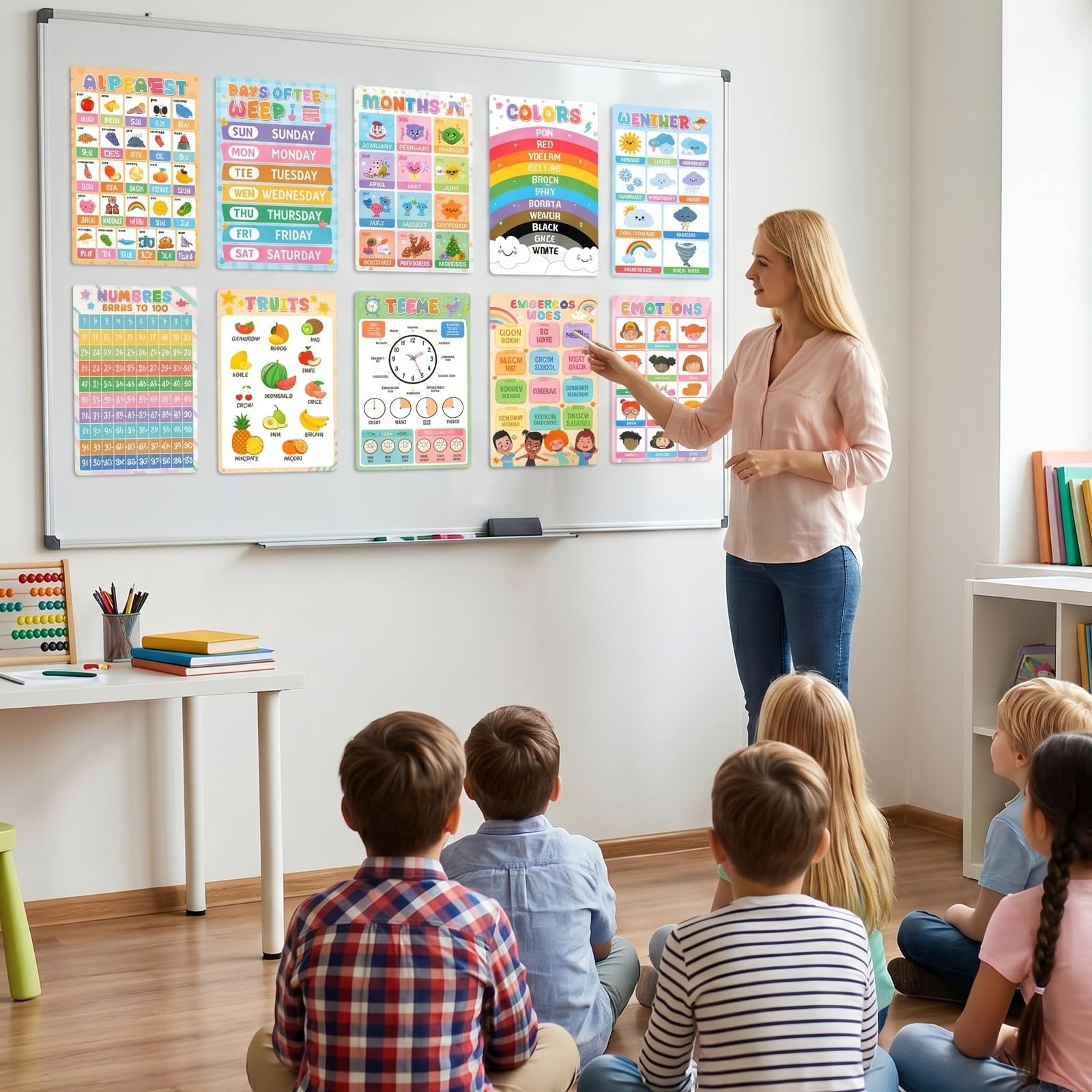 Gorsbark 18 Educational Posters for Toddlers 1-3, Laminated Learning Posters wit