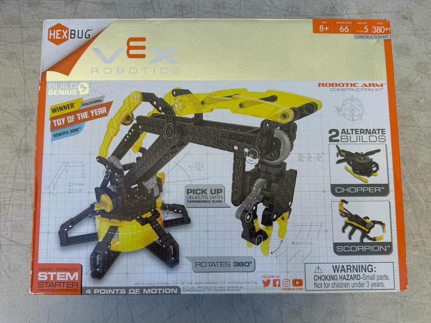 HEXBUG VEX – Robotic Arm Construction Kit – YELLOW 380 Pieces – NEW