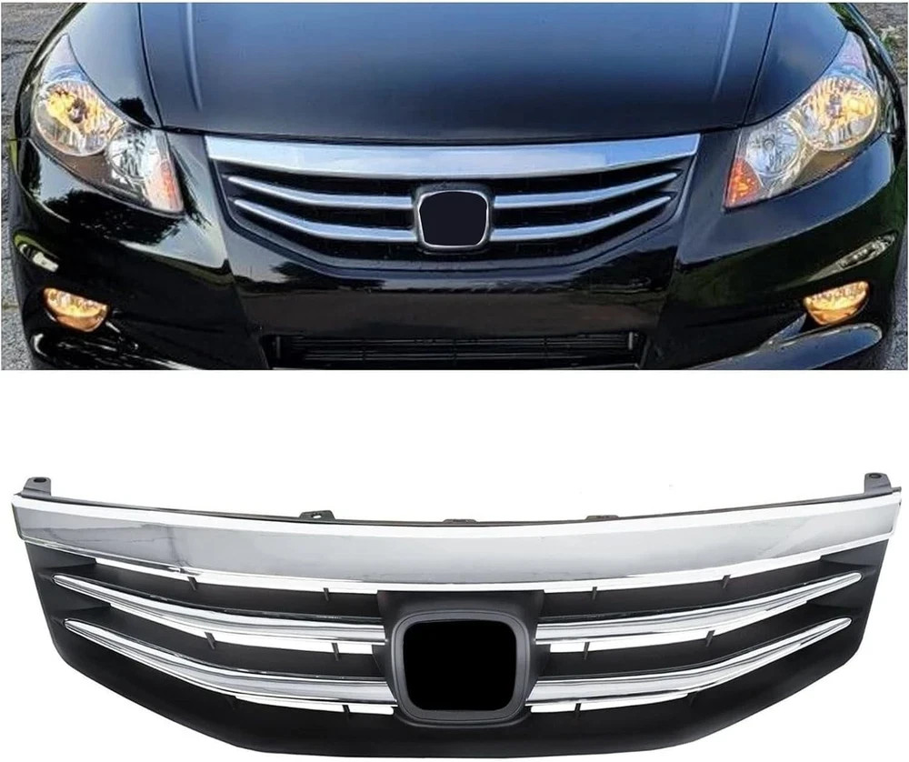 Chrome Front Bumper Grille Grill Compatible with 2011-2012 Honda Accord
