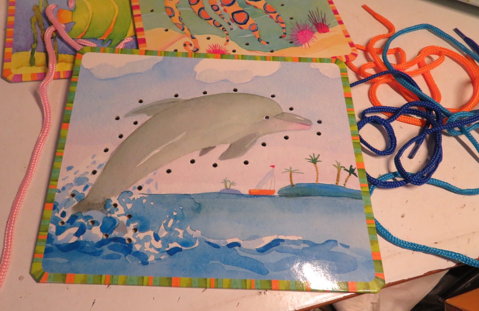 Vintage 2005 EEBOO Under The Sea Lacing Cards LEARNING TOOL EEBOO Kids Game Toy