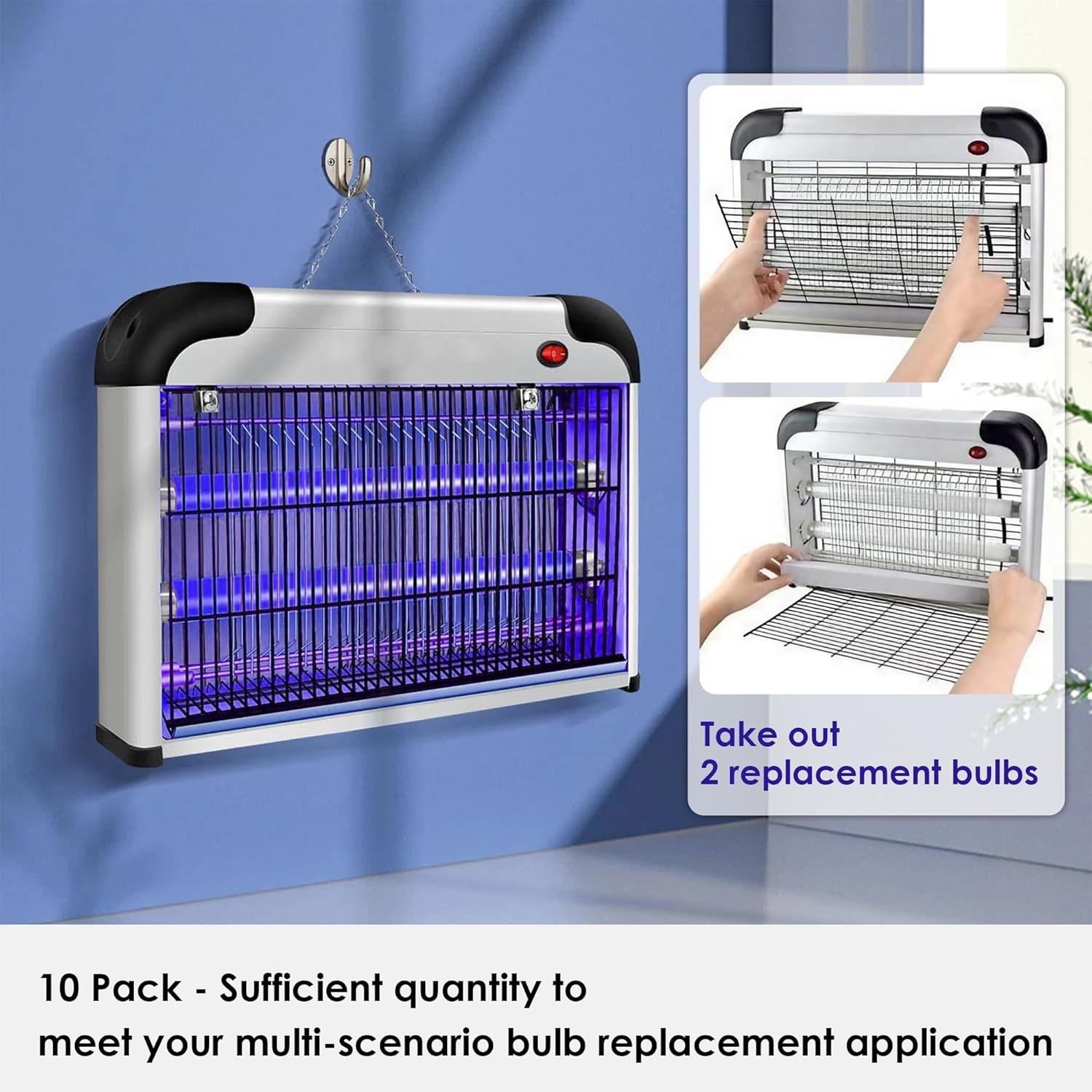 10 Pack Bug Zapper Replacement Light Bulbs 10W for 20W Indoor Bug Zapper, BL T8
