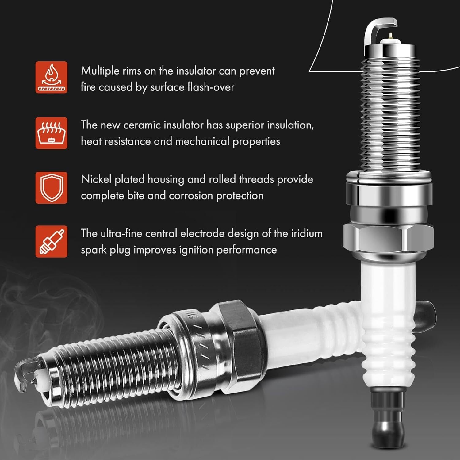Iridium Spark Plugs APM Set of 4 Ignition Coil Pack (2-pin) and Iridium