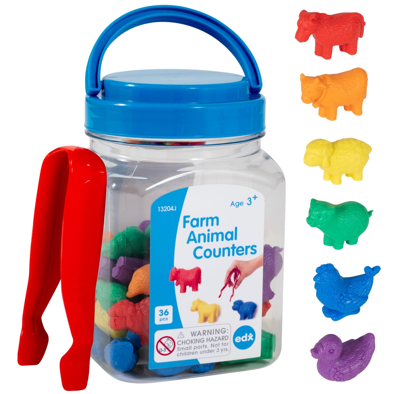 edxeducation – 13204 Farm Animal Counters – Mini Jar Set of 36 – Learn Counti…