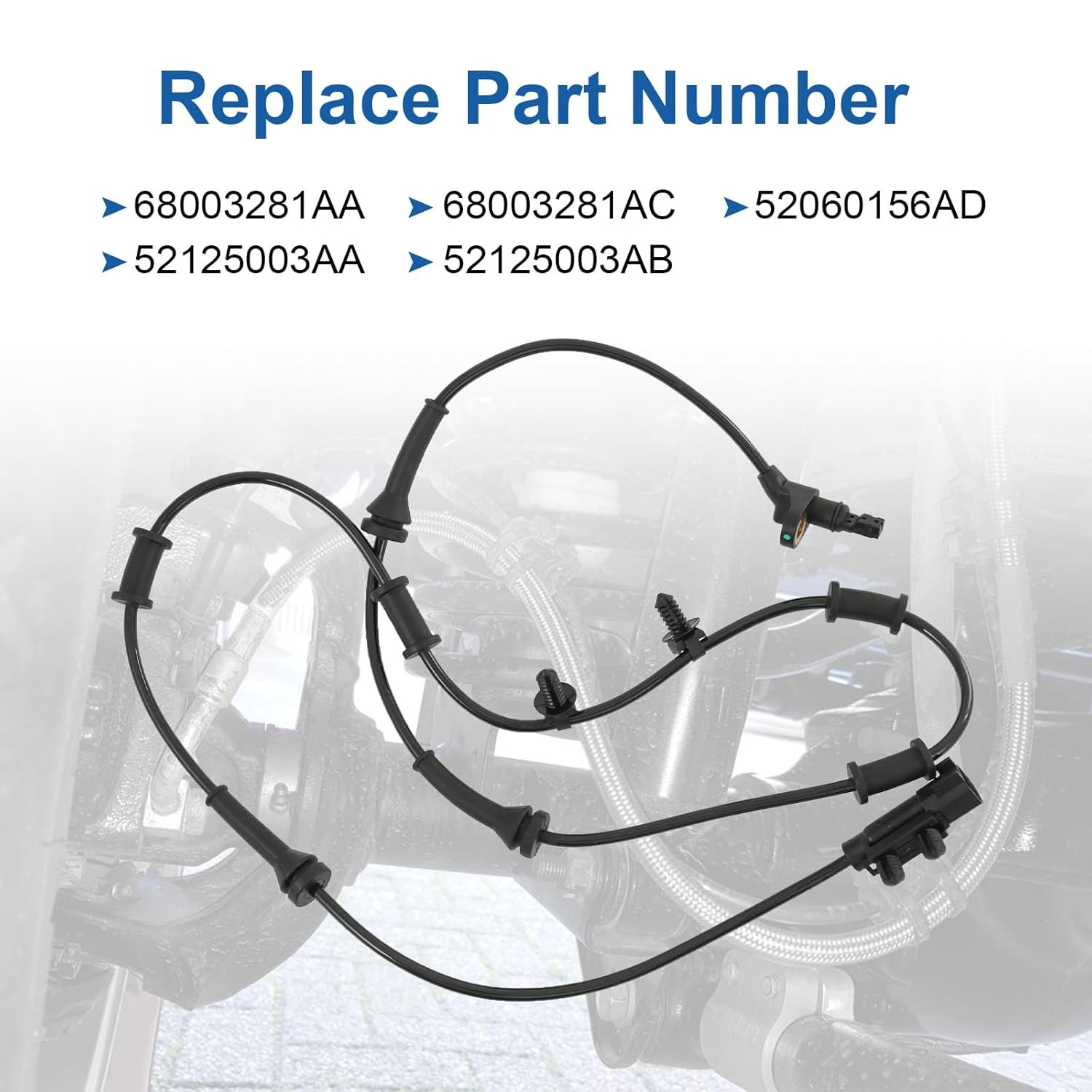 ABS Wheel Speed Sensor Front and Rear 4PCS Replacement for Jeep Wrangler 3.6L 3.