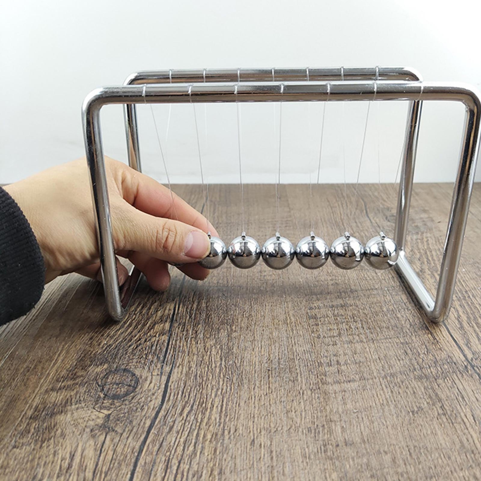 Grey Newtons Cradle Steel Balance Balls Physics Science Pendulum Desk Accessory