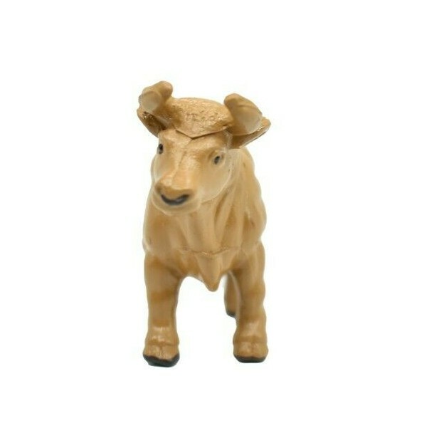 Cow, Brown Bull Realistic Small Toy Model Plastic Replica Barn Farm Animal F4149