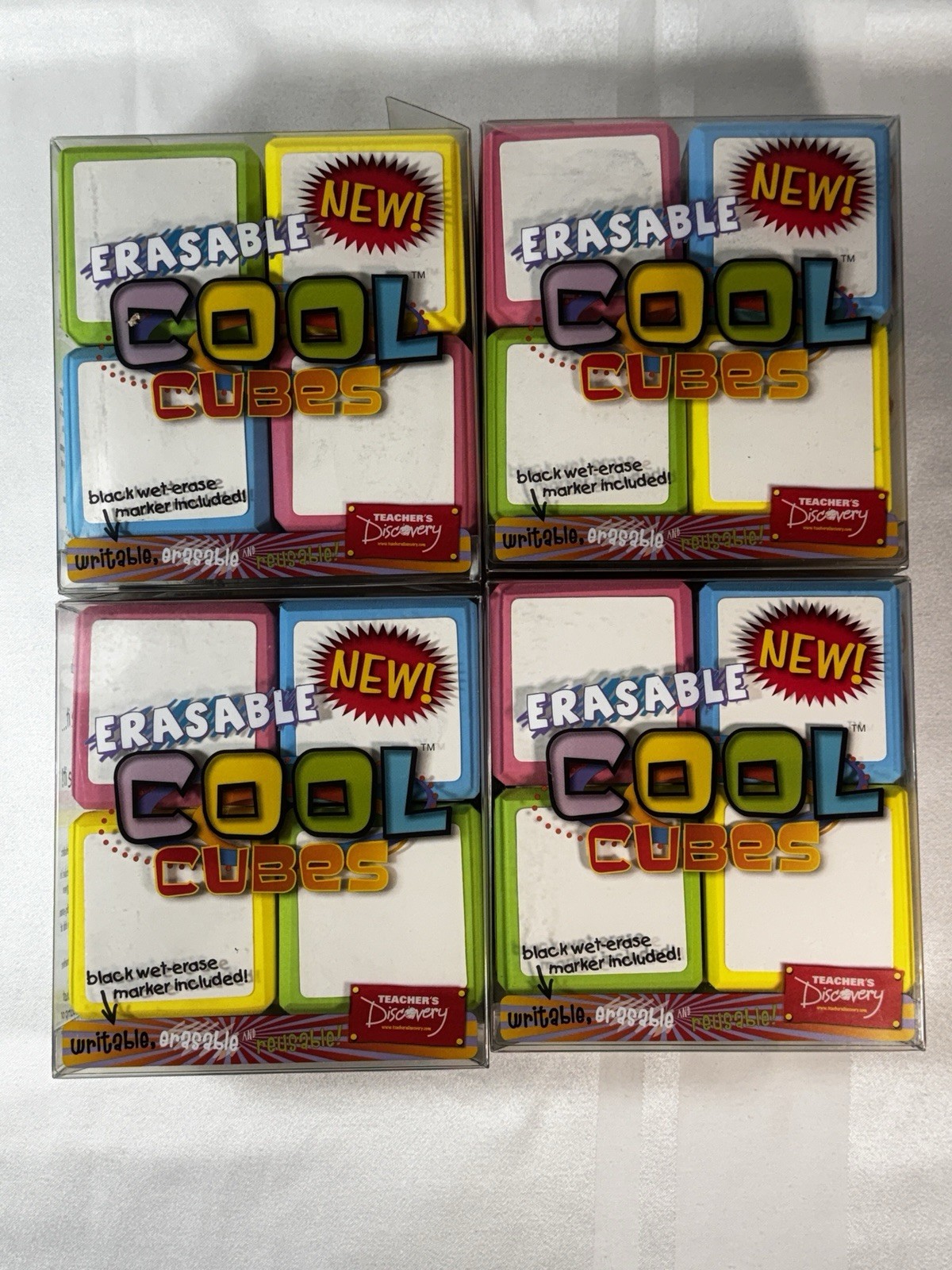 Four Sets Dry-Erase Erasable Cool Cubes Classroom Foam Learning Aids