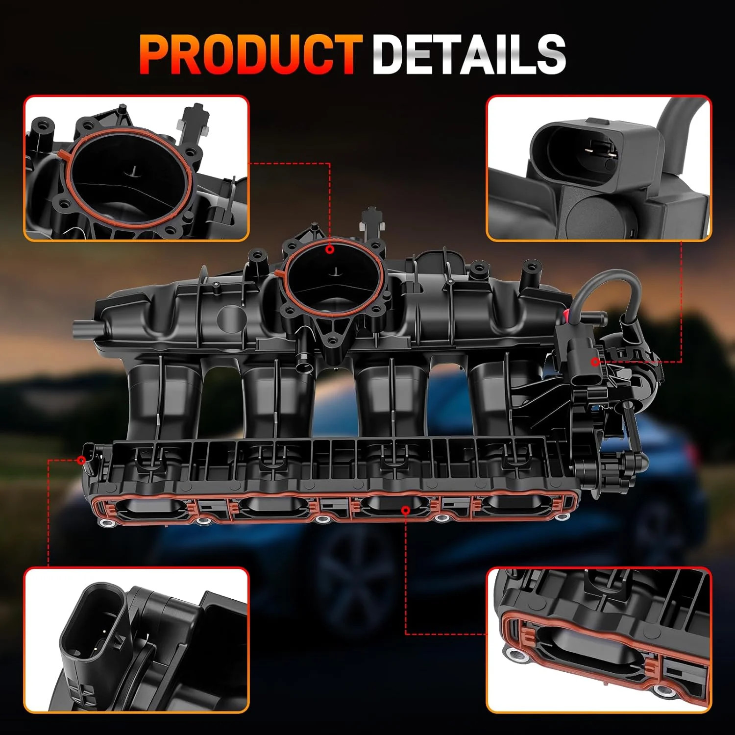 Engine Intake Manifold Assembly with Solenoid Sensor Compatible with 2008-2013 A