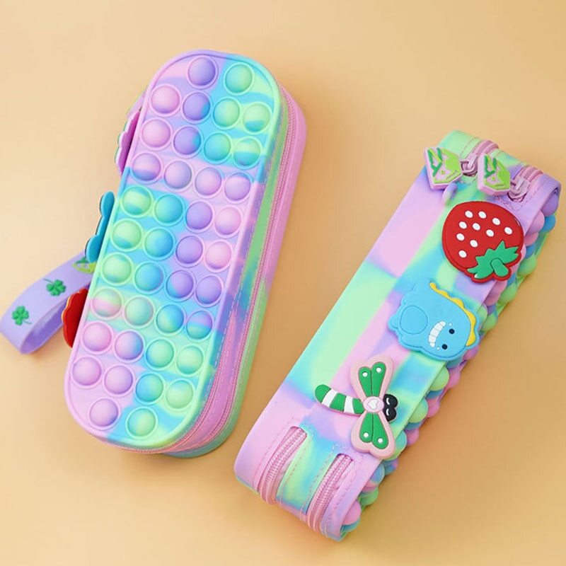 Layers Large Pencil Bag Fidget Toys Pop New Two Push Bubble Stress Antistress So
