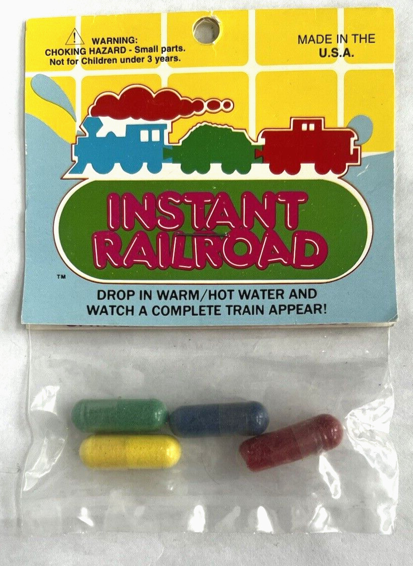 INSTANT RAILROAD ENCAPSULATED TOY WARM WATER = A COMPLETE SPONGE TRAIN