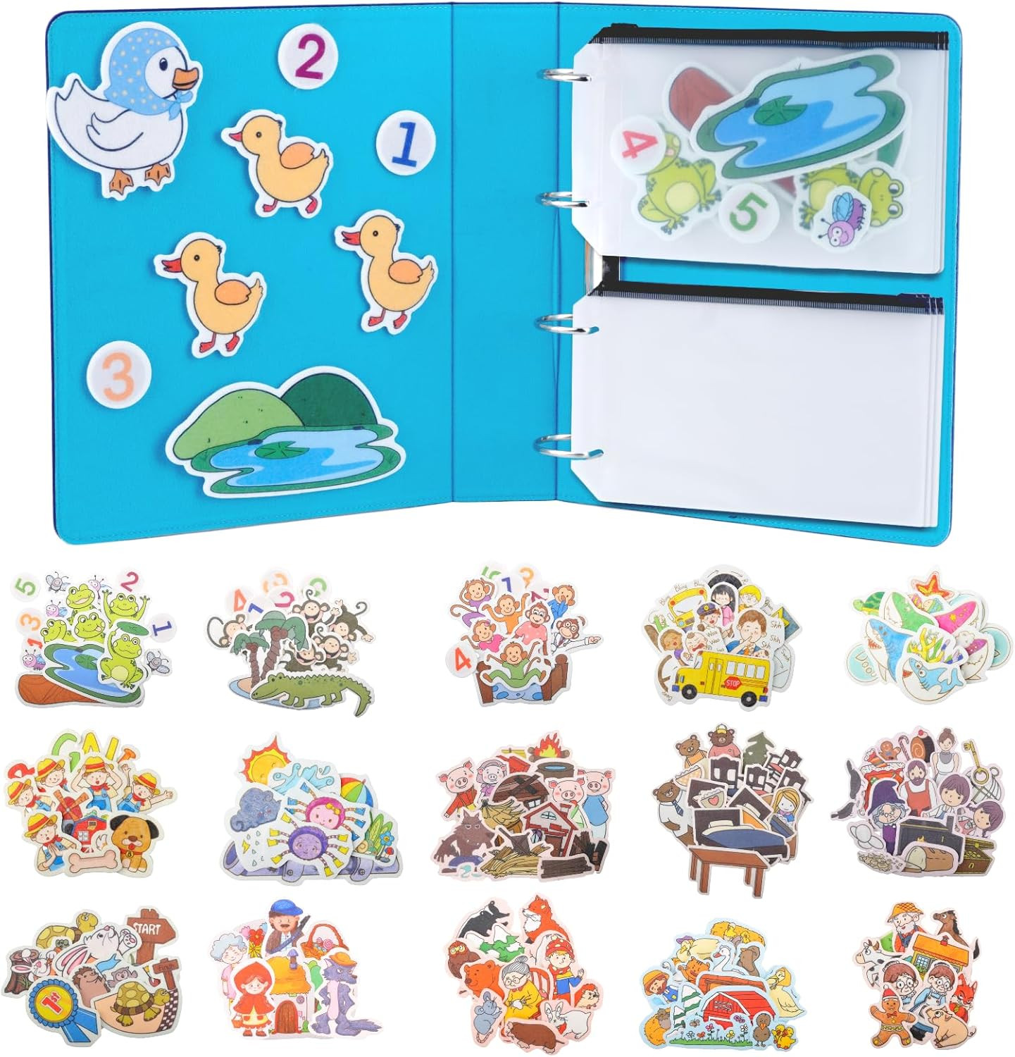 16 Pack Felt Board Story Set with Binder for Preschool – Classic Tales Included