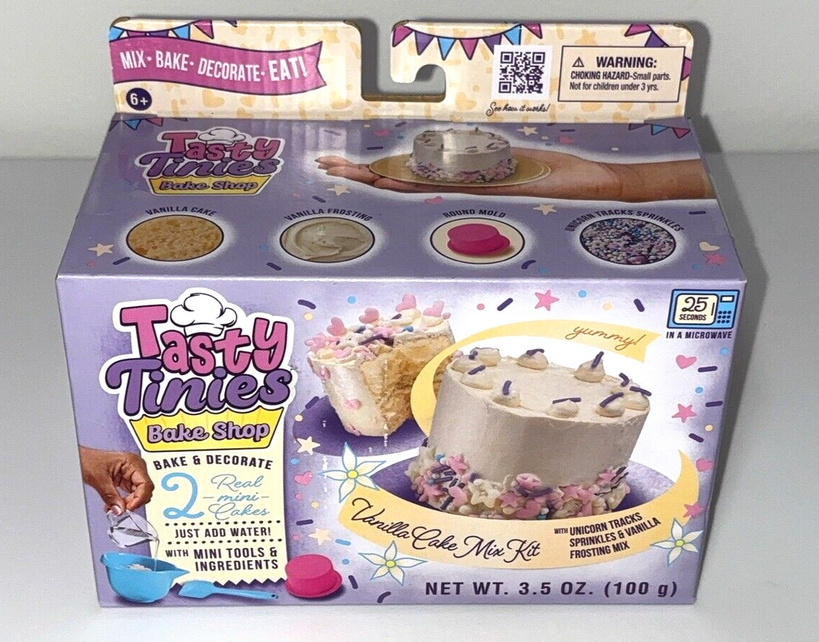 Tasty Tinies Vanilla Mini Cakes Vanilla Frosting & Unicorn Sprinkles Ages 6+ NEW