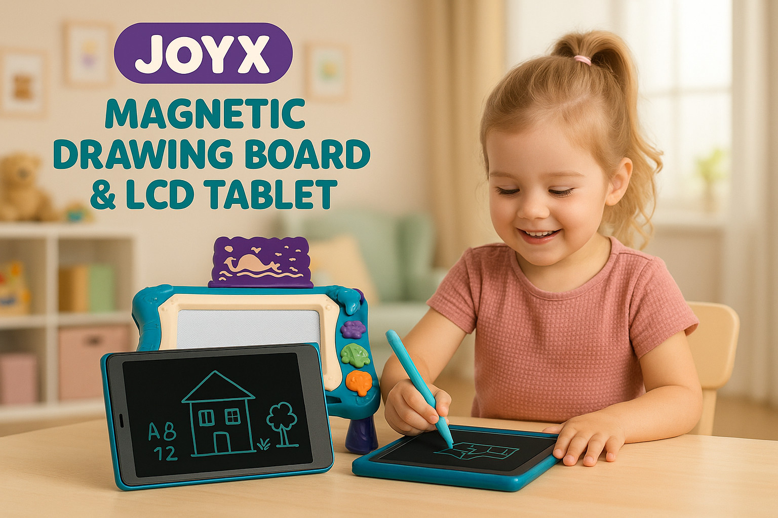 JoyX 2-Pack Magnetic Drawing Board & LCD Tablet for Kids – Joy-Doodle & Portable