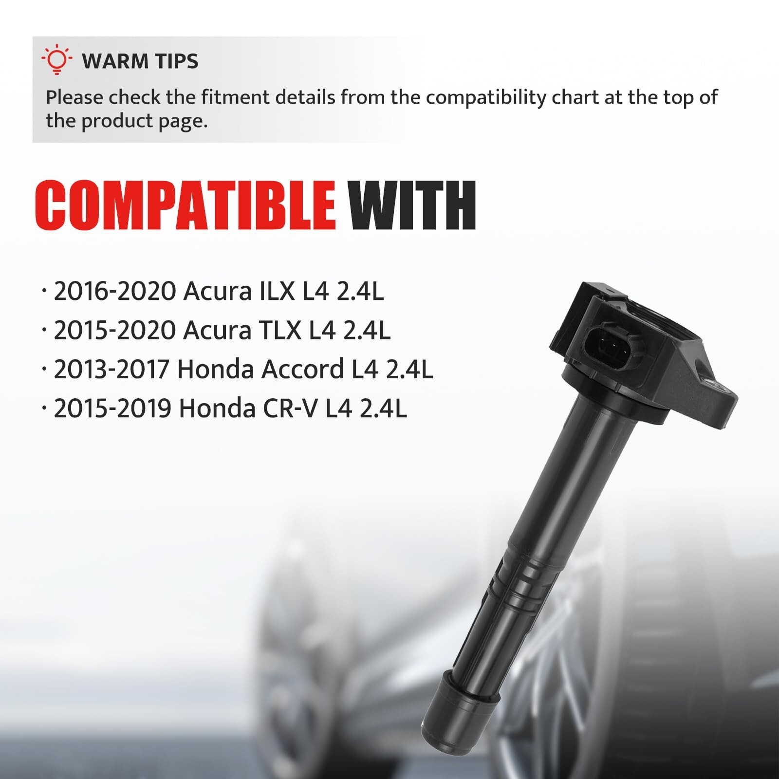 Ignition Coil Pack and Spark Plugs Kit fit for L4 2.4 2.4L 2013 2014 2015 201…