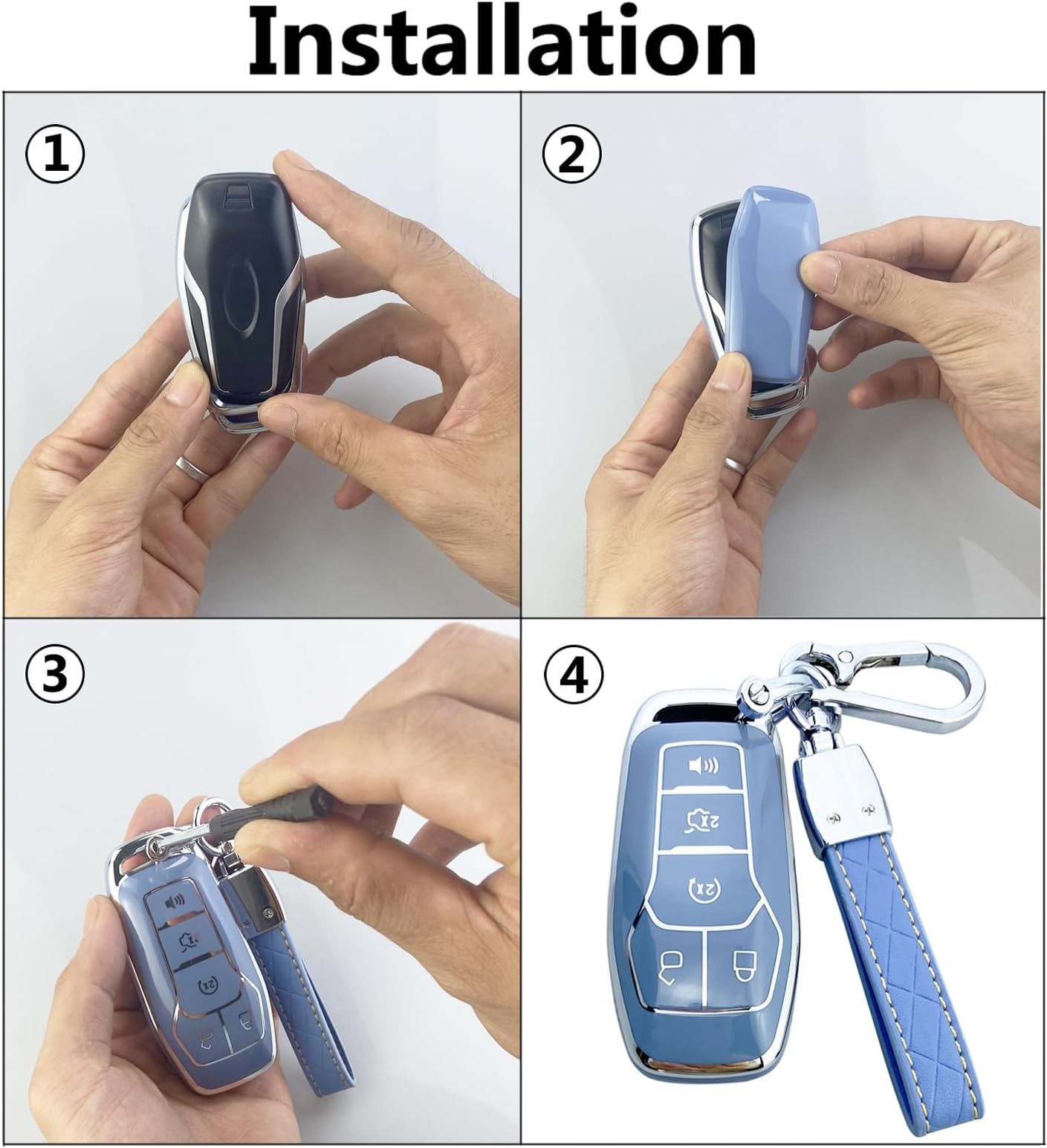 Key Fob Cover Case Compatible with Ford F150 F250 F350 Fusion Edge Explorer M…