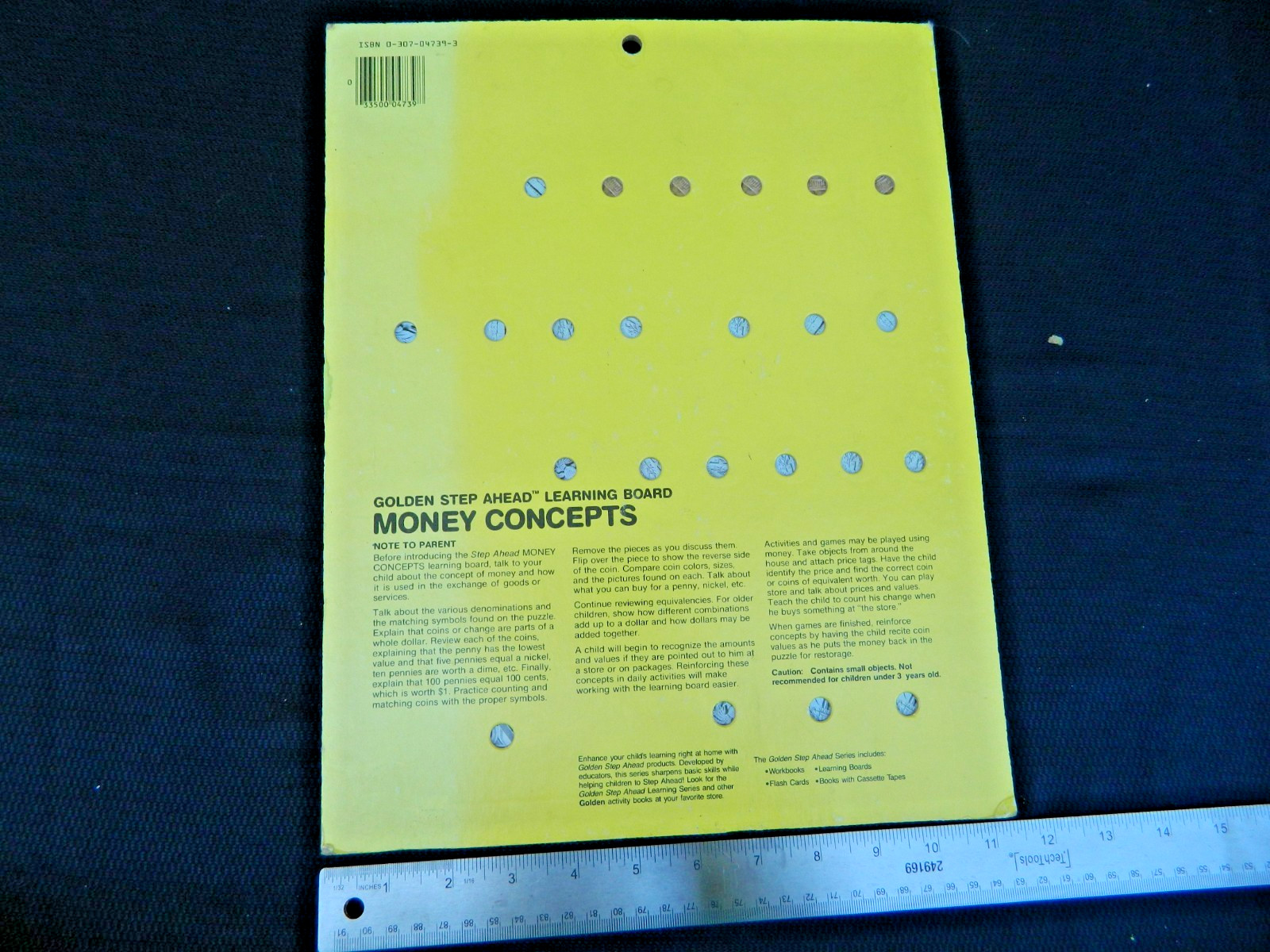 Vintage Board Puzzle Learning Money Math 1985 Preschool Golden Step Ahead