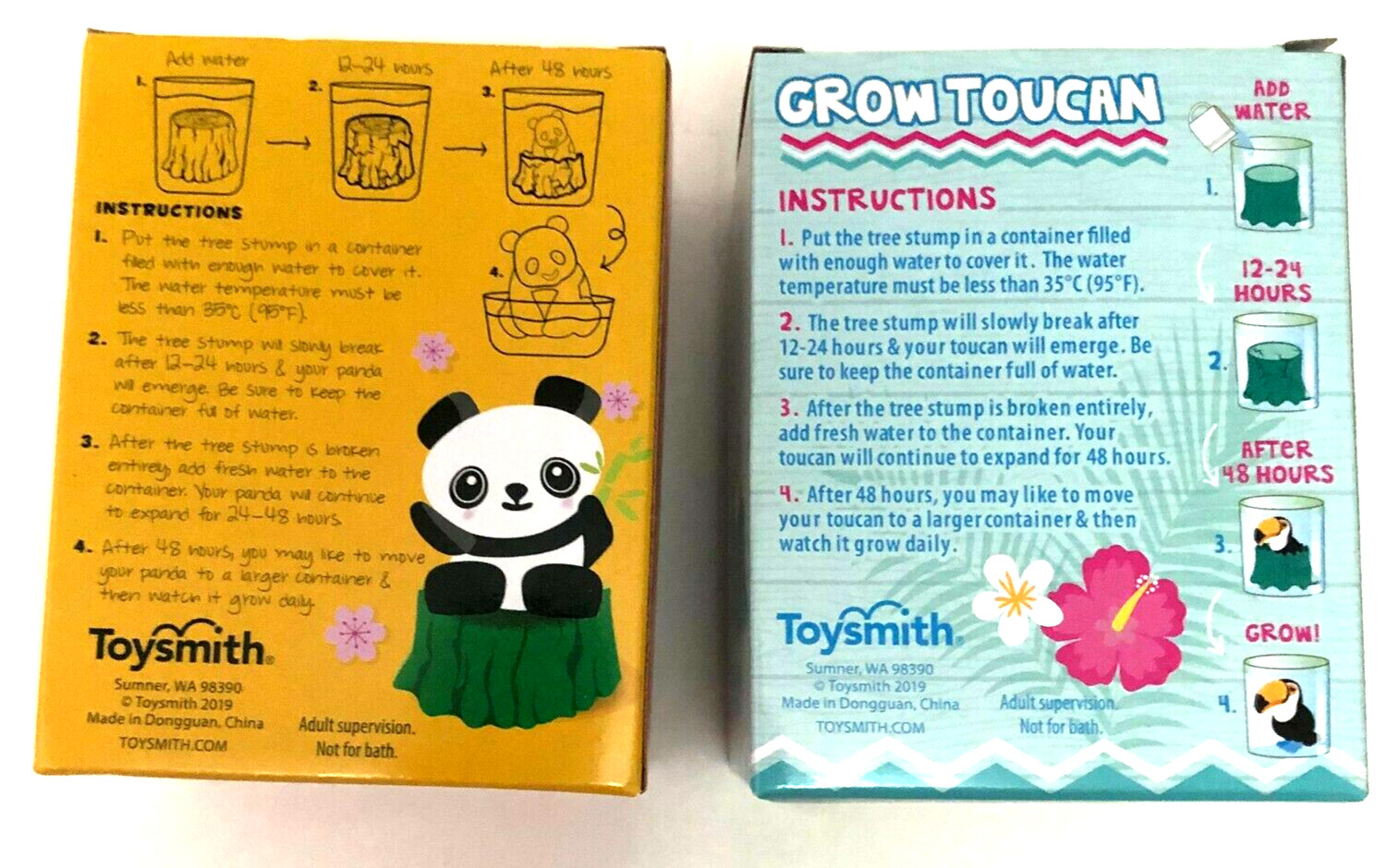 Toysmith GROW PANDA & TOUCAN • Add Water, Watch them Hatch & Grow • Educational