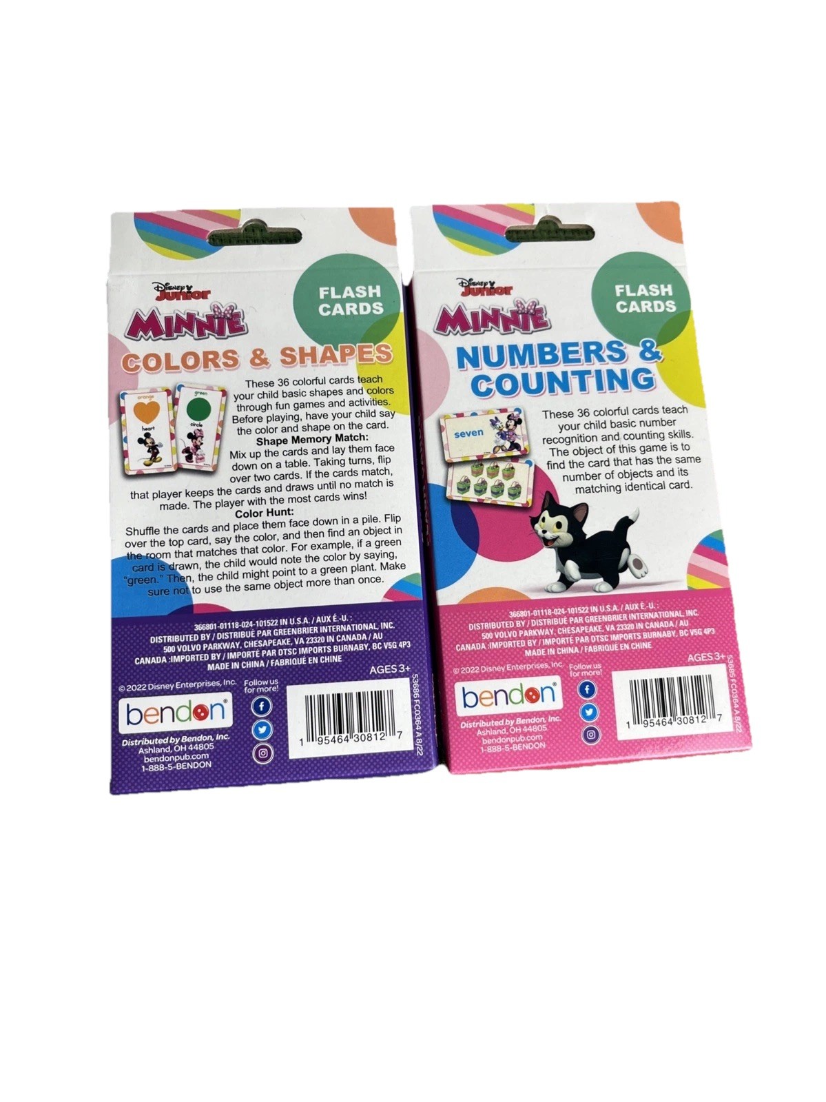 Disney Jr Minnie Numbers and counting and colors and Shapes Flash Cards New