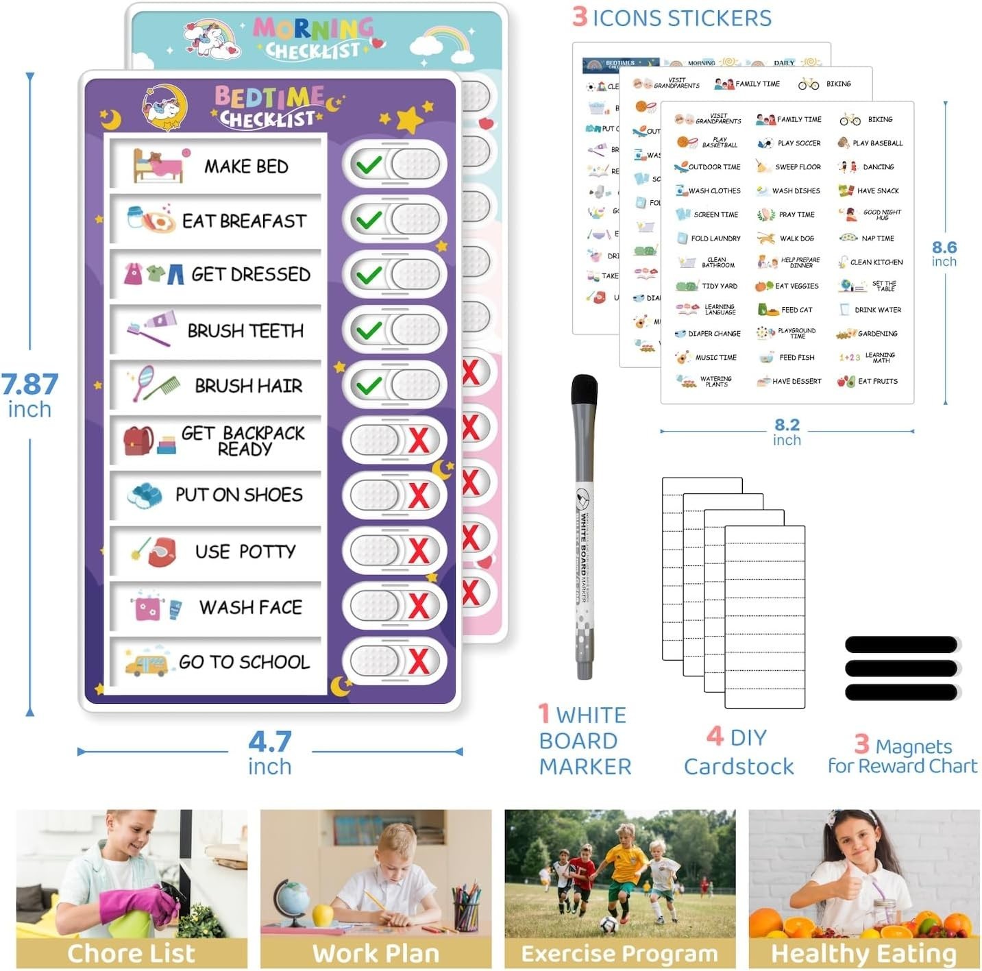 Interactive 2-in-1 Morning & Bedtime Routine Chart for Kids – Magnetic Design