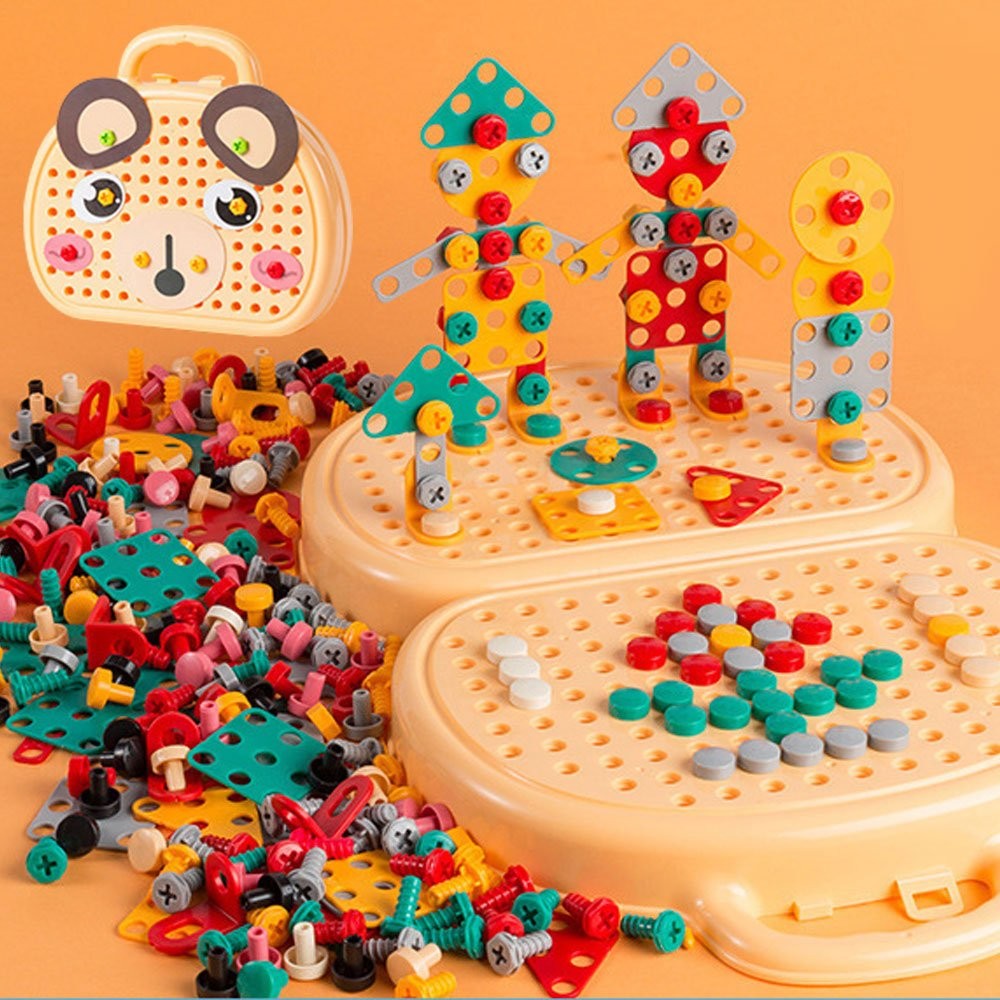 Creative Electric Drill Bits Puzzle Toy Assembly Kids Tool Box Birthday Gift JQ