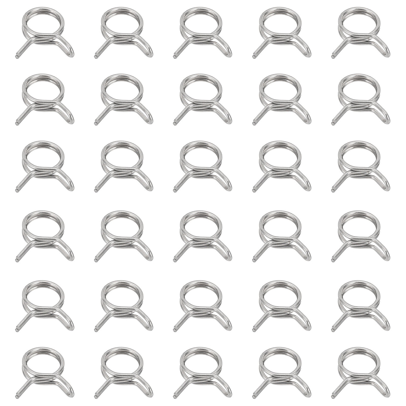 32 Pcs Double Wire Spring Hose Clamp for 11-11.4mm OD 0.39″(10mm) ID Silver