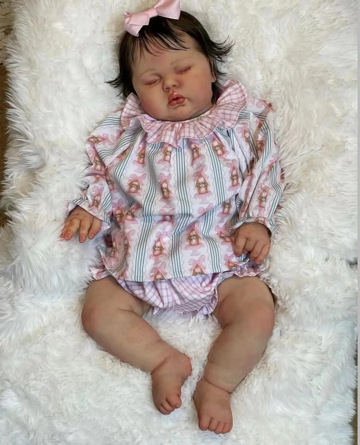 25″ Already Finished Pickle Weighted Reborn Baby Dolls w/ Hand-Rooted Hair Girl