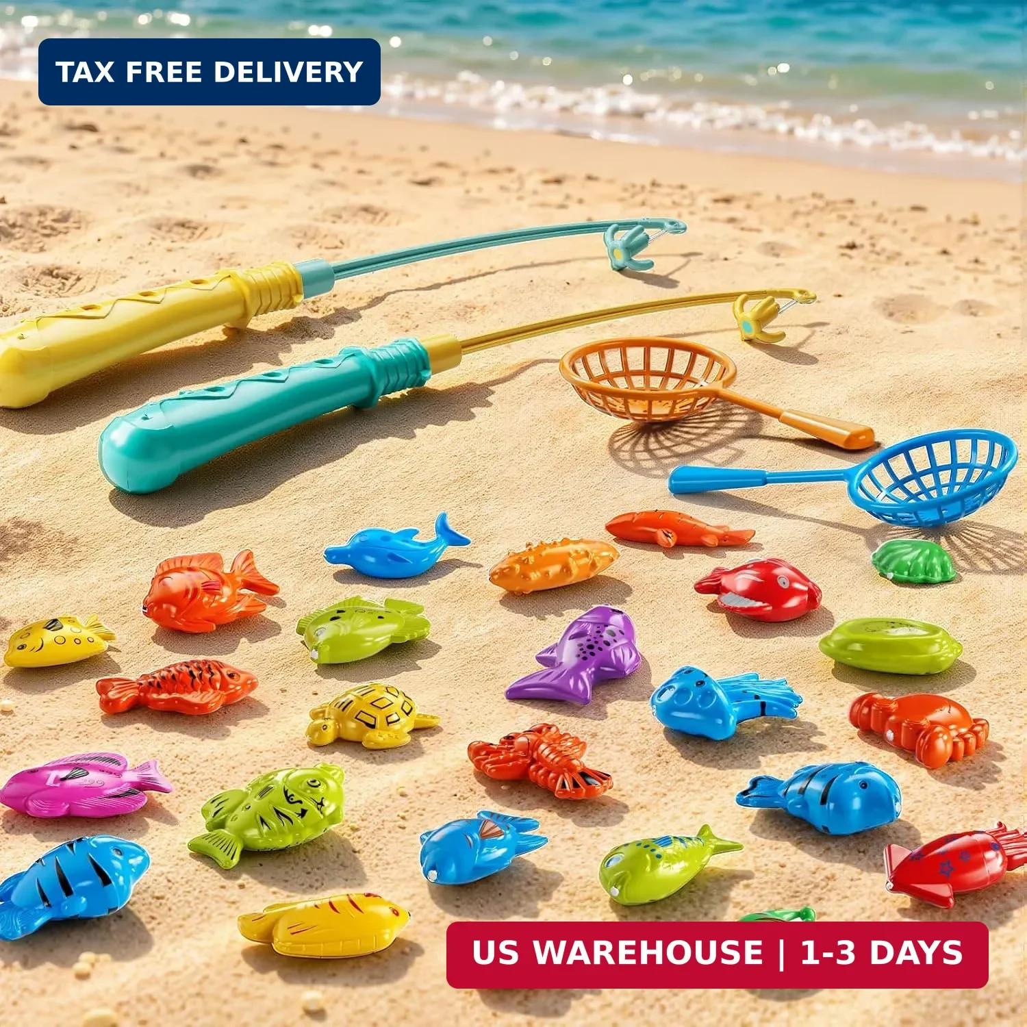 TEMI Fishing Toy Game for Kids 3 4 5 6 7 8 Years Old, 51 Fish Bath Playset for T