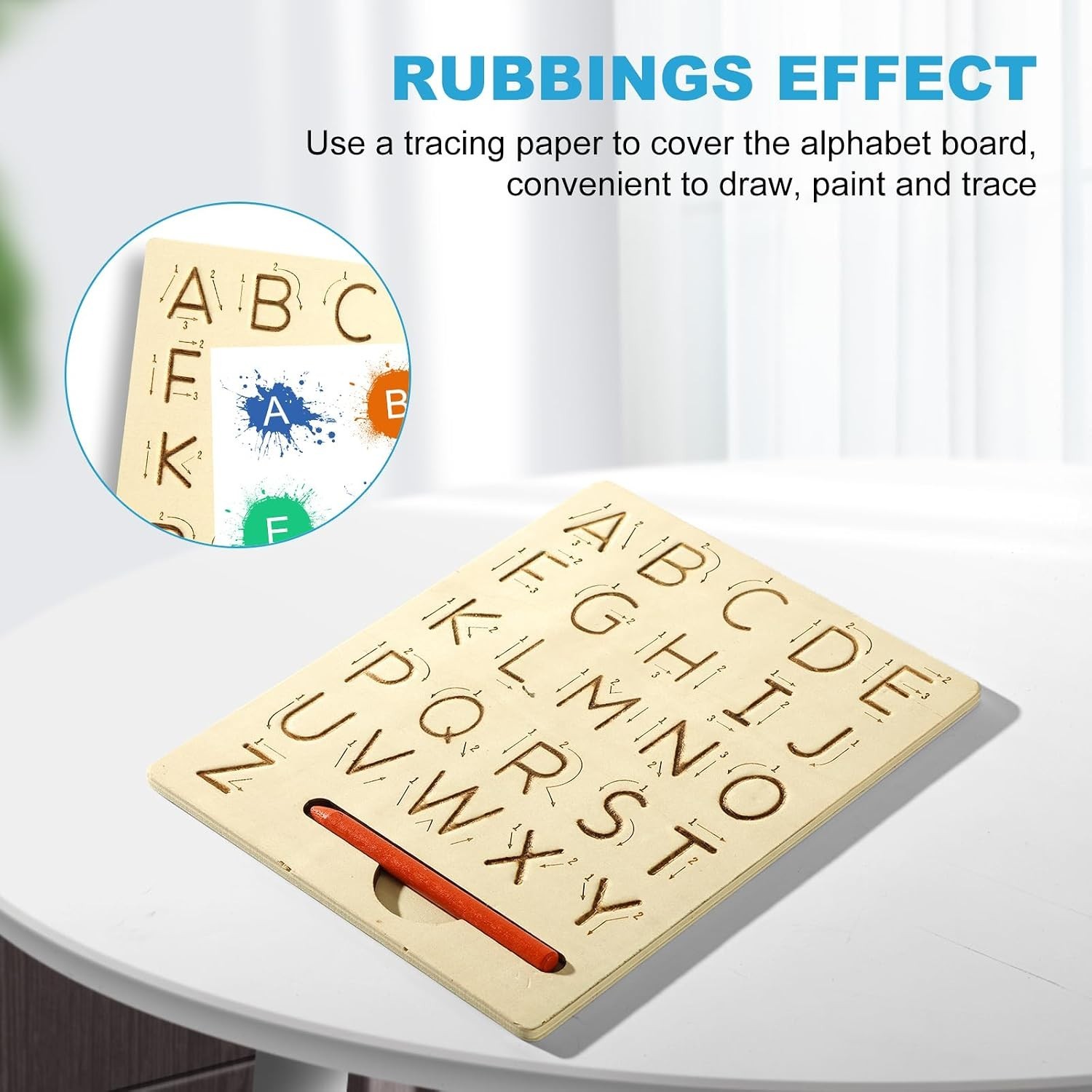 Double-Sided Wooden Alphabet Tracing Board for Kids – Reusable Handwriting Tool