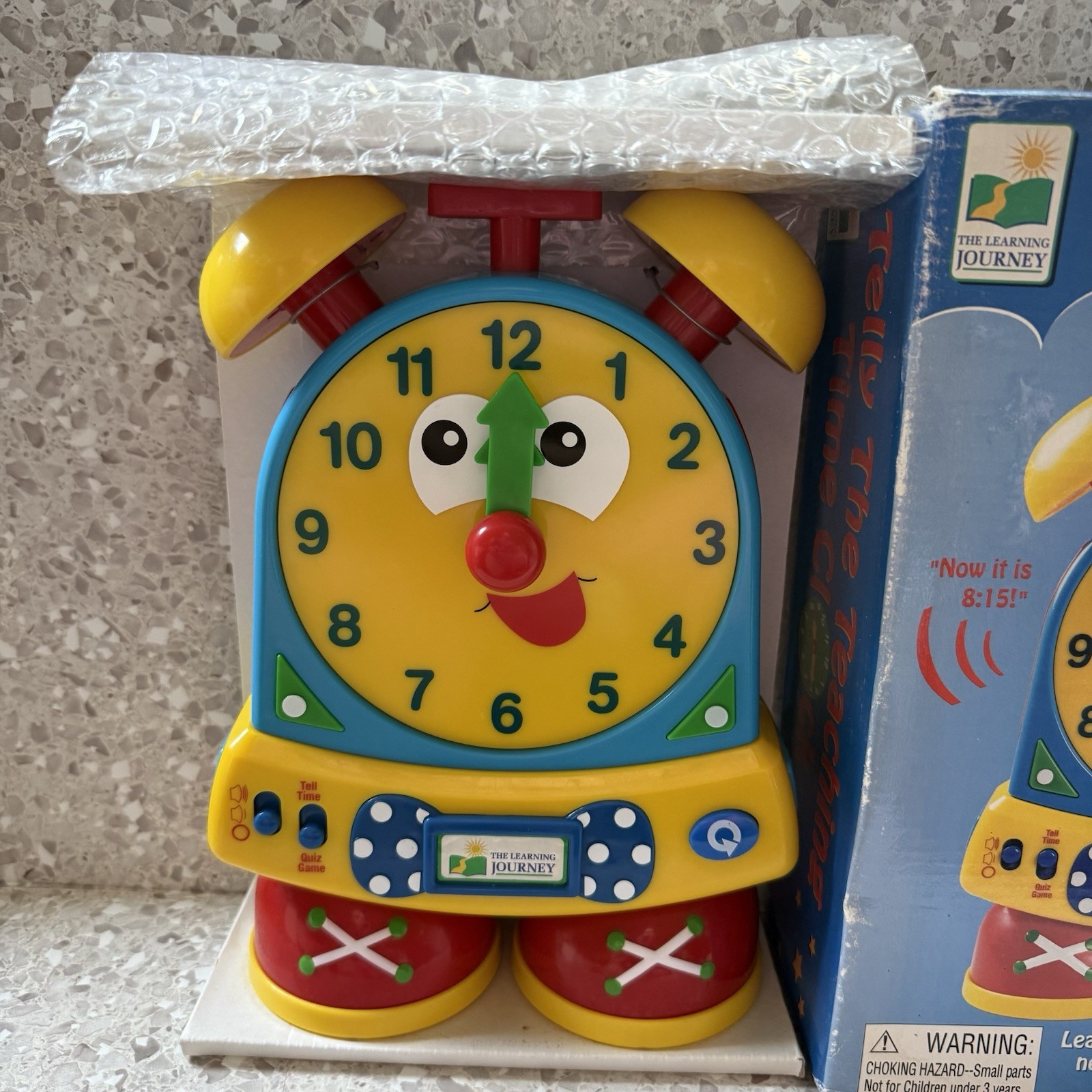 The Learning Journey Telly The Teaching Time Clock Blue/Yellow NOS W/BOX
