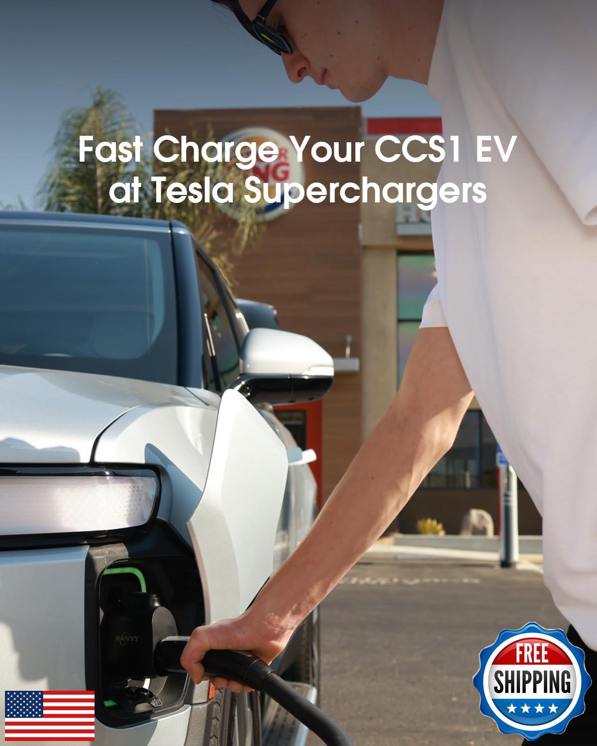 2025 Upgraded NACS to CCS Adapter, 500A/1000V, 250 kW DC Fast Charging for Fo